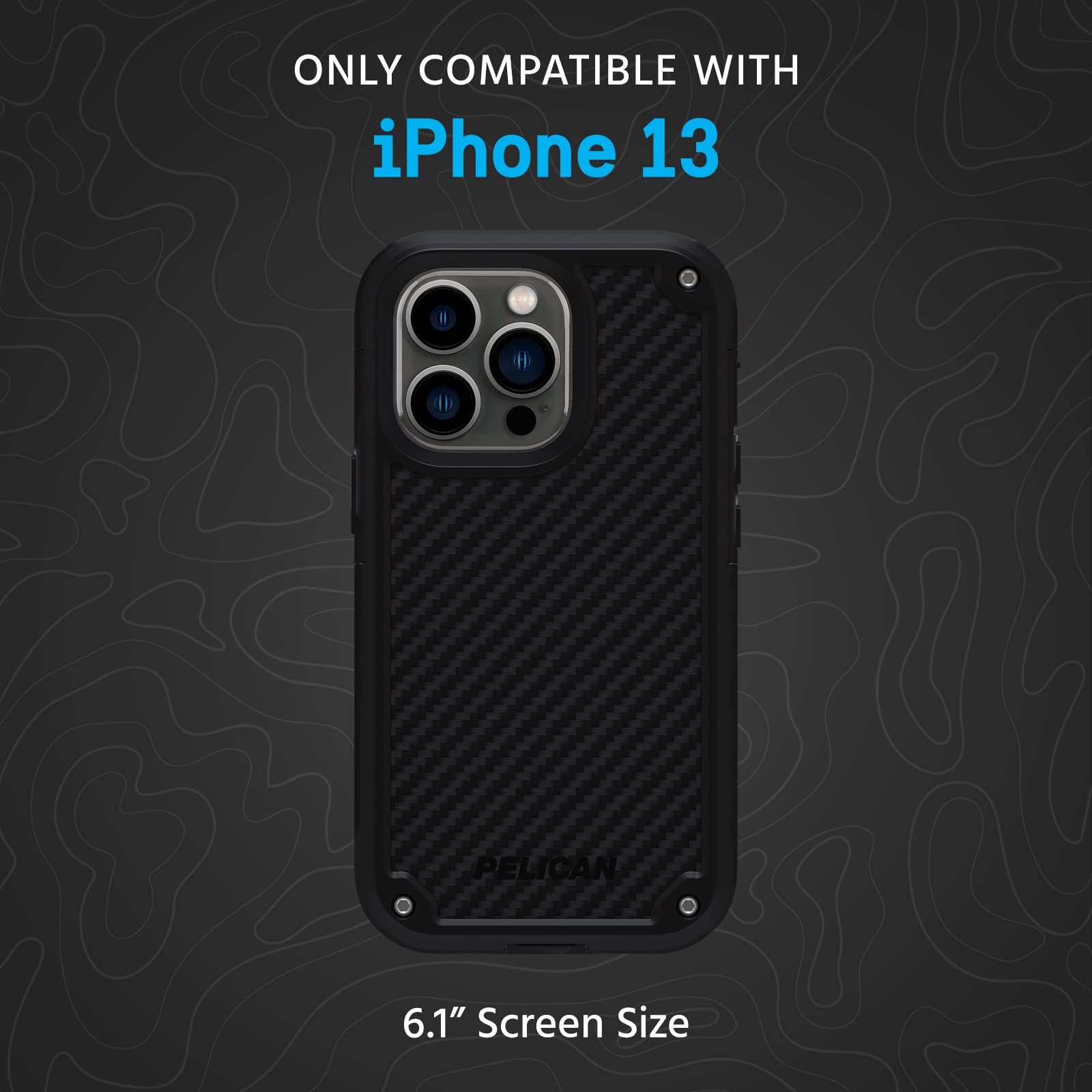 Pelican iPhone 13 Case - Military Grade Drop Protection, Heavy Duty, Wireless Charging Compatible, Black, Model PP046794