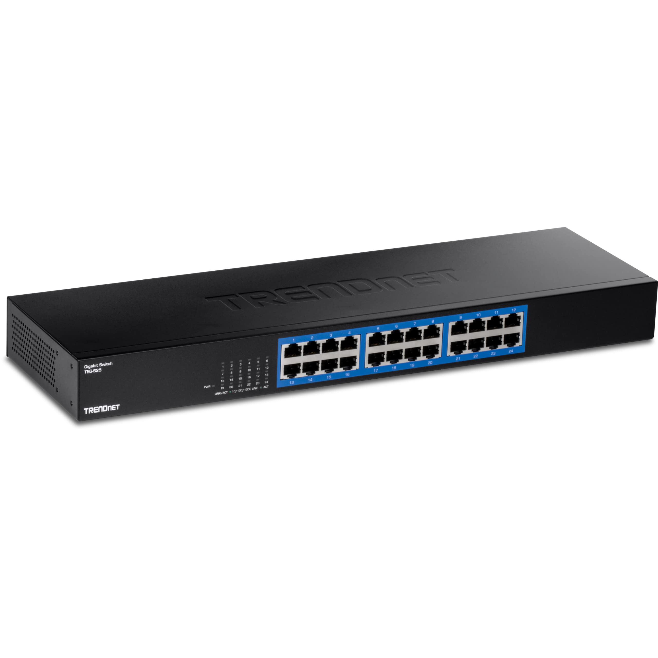TRENDnet 24-Port Gigabit Switch, TEG-S25, 24 x Gigabit RJ-45 Ports, 48Gbps Switching Capacity, Fanless Design, Metal Enclosure, 
