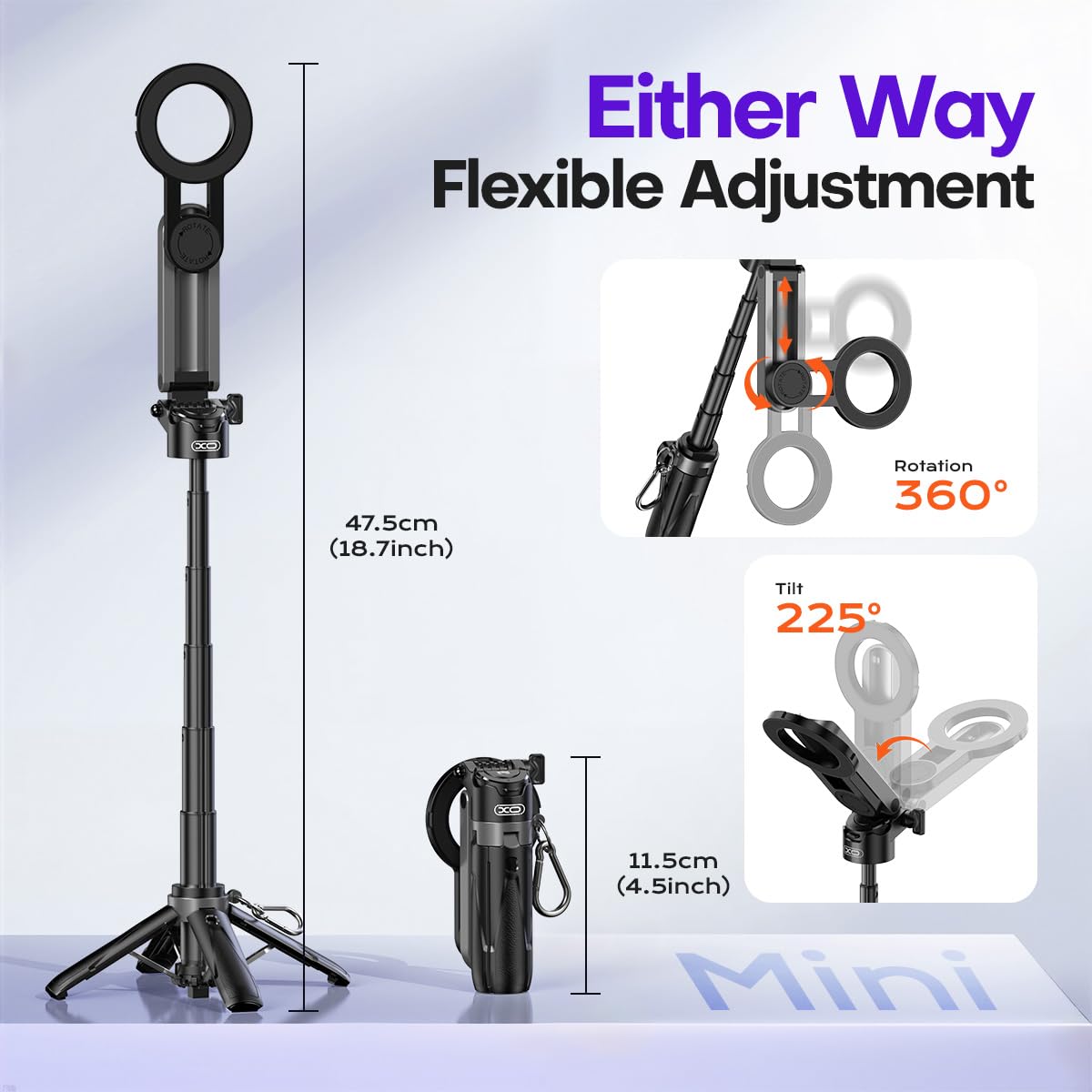 Magnetic Mini Phone Selfie Stick With 2 Fill Light, 360 Rotation Portable Phone Travel Tripod With Remote Control,Magnetic Chuck