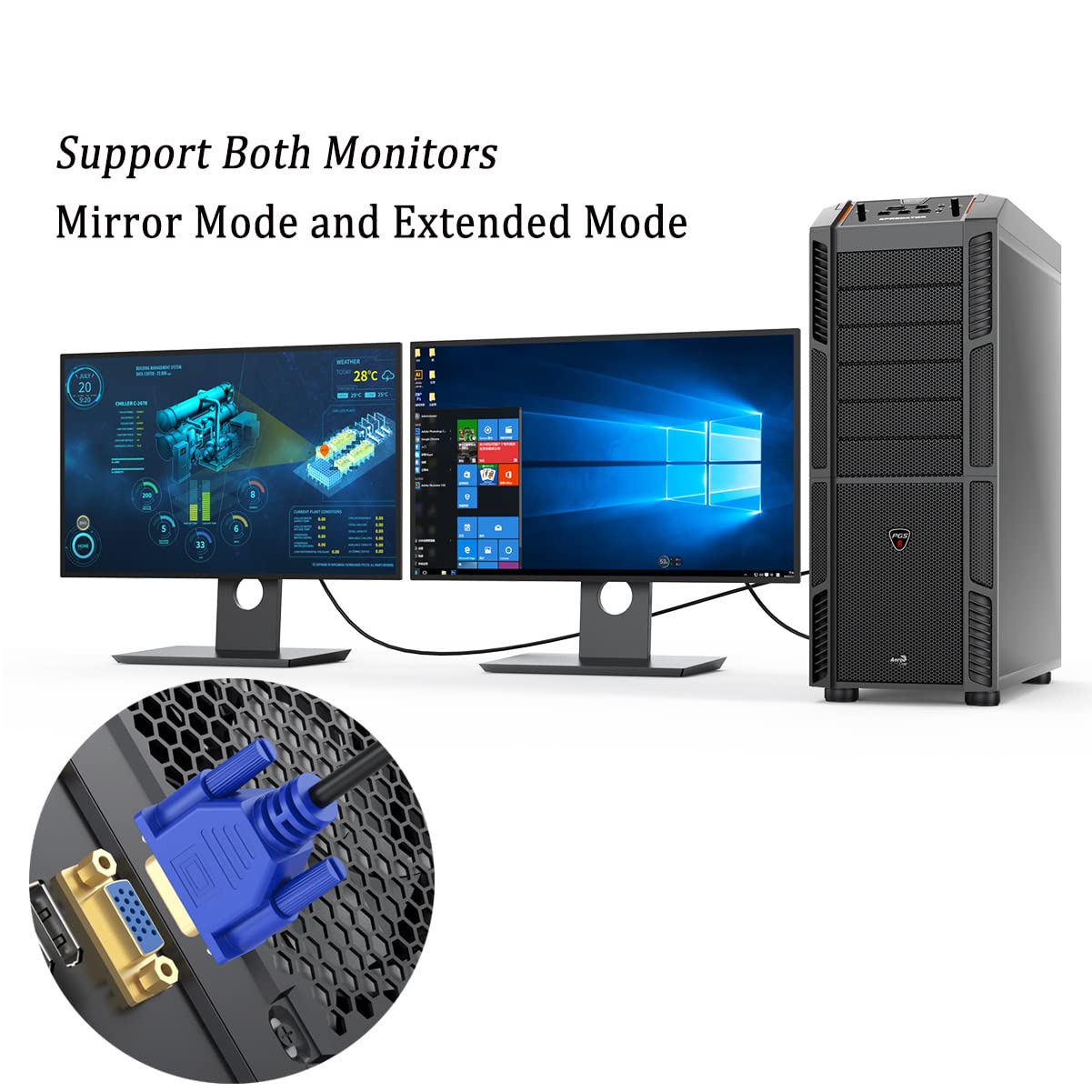 Uvooi Vga To Vga Cable 20Ft, Vga Cord Hd15 Computer Monitor Cable 20 Feet 1080P For Pc Laptop Tv Projector