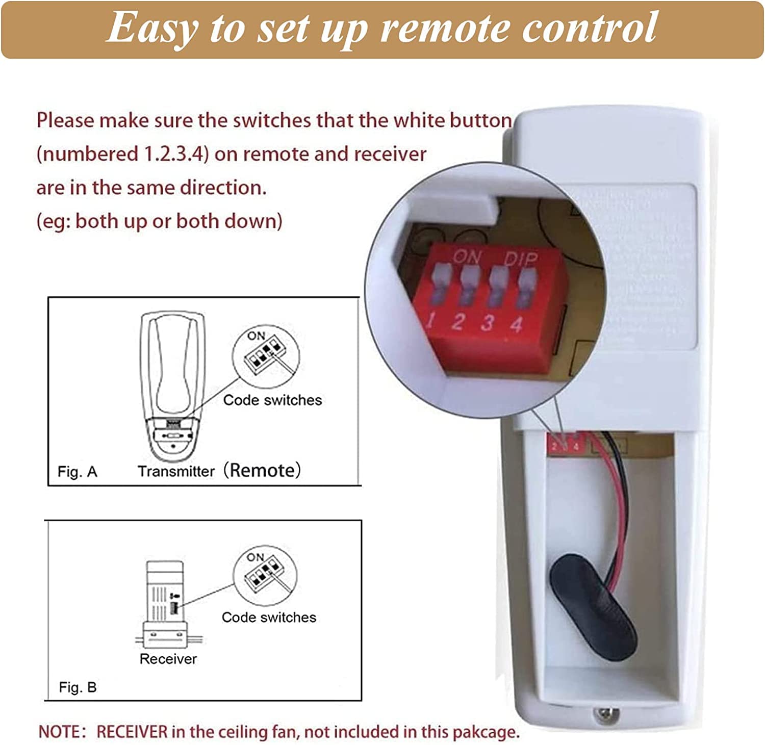 Hampton Bay Ceiling Fan Remote Control (3 Speed/Light Dimmer/Reverse Button) Replacement For Uc7078T Fan Hd Chq7078T L3H2003Fanh