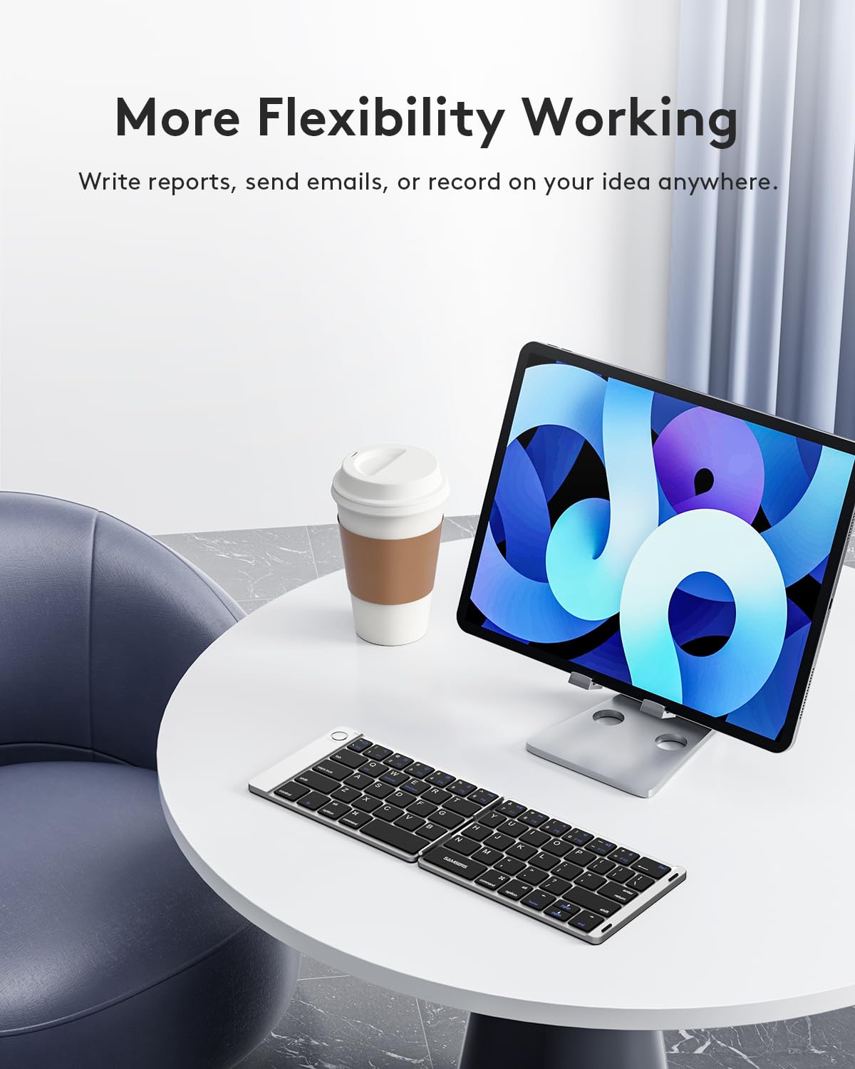 Samsers Foldable Bluetooth Keyboard   Portable Wireless Keyboard With Stand Holder, Rechargeable Full Size Ultra Slim Folding Ke