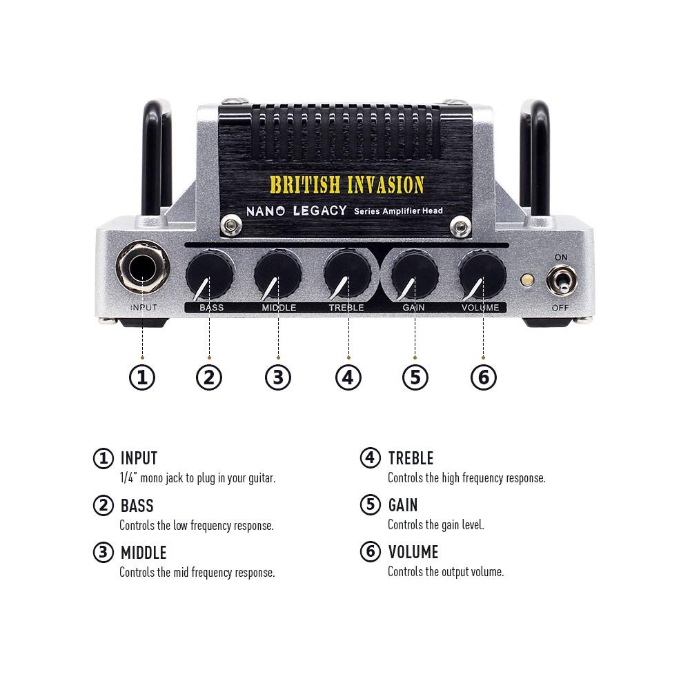 Hotone Nano Legacy British Invasion 5 Watt Compact Guitar Amp Head With 3 Band Eq