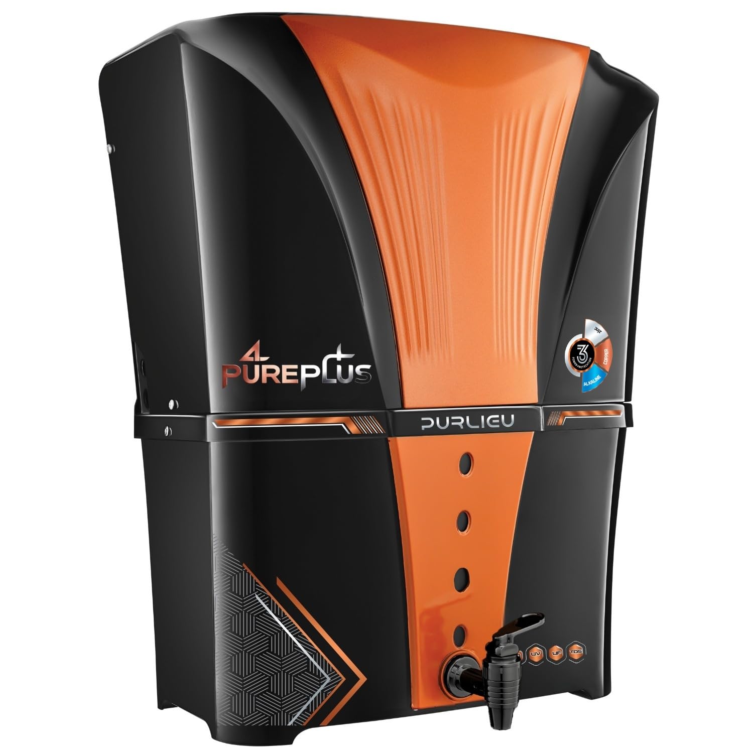 Pureplus Zinc Ro Water Purifier With Bio Copper And Alkaline Filter Technology Purification, Uv, Uf And Tds Controller | 12Litre