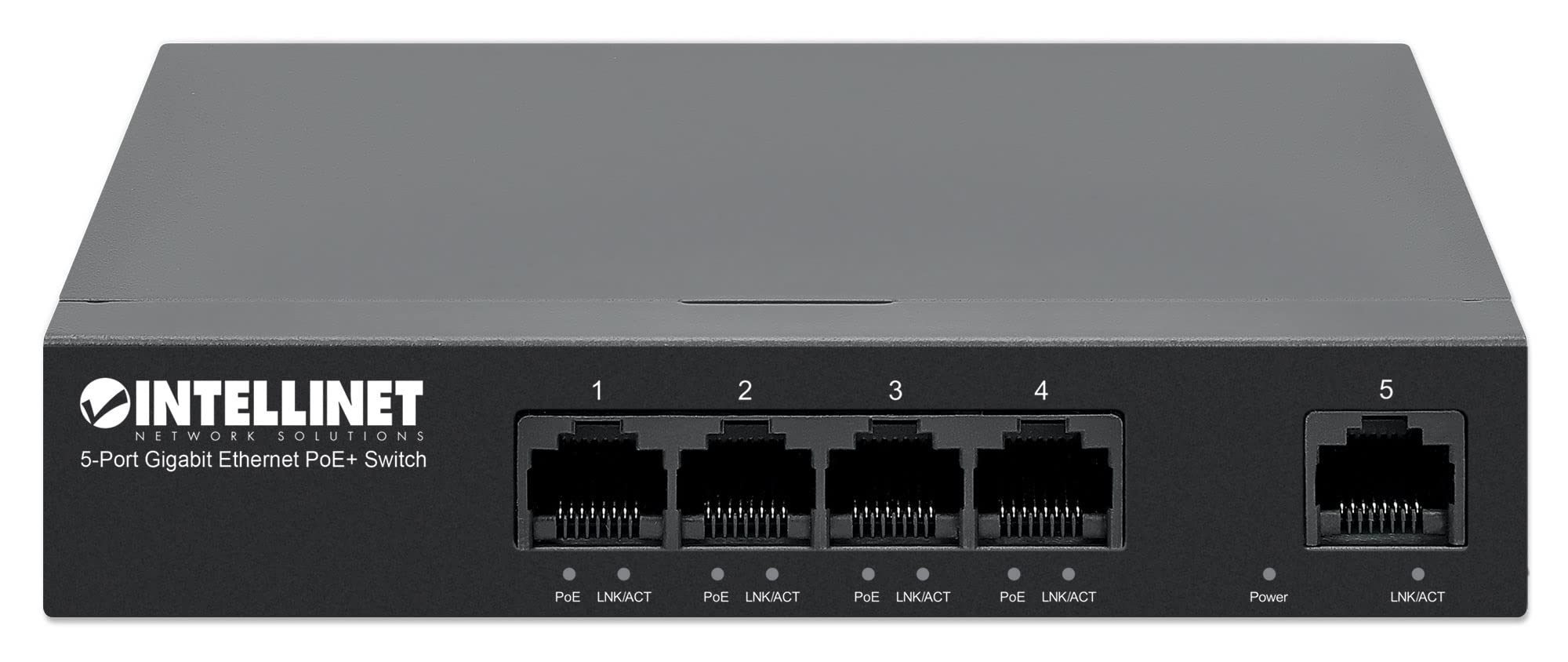 Intellinet 5 Port Gigabit Ethernet Poe+ Switch   4 Poe+ Ports @40W Budget, Power Output Up To 30W Per Port   10Gbps Switching Ca