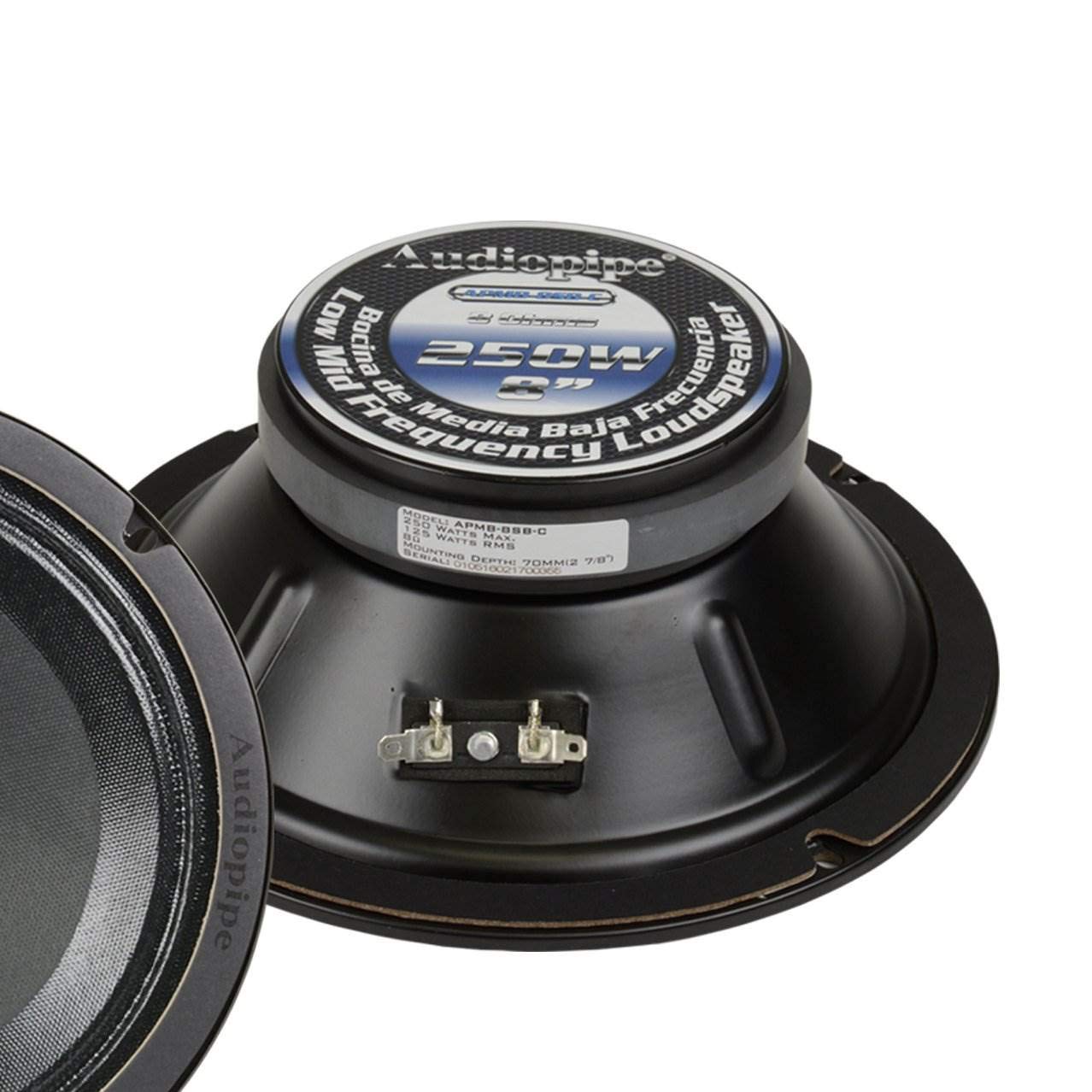 Audiopipe 2 Pairs 8' Inch 250 Watts Car Audio Speakers Mids Sealed Back Full Range Apmb 8Sb C   Blk