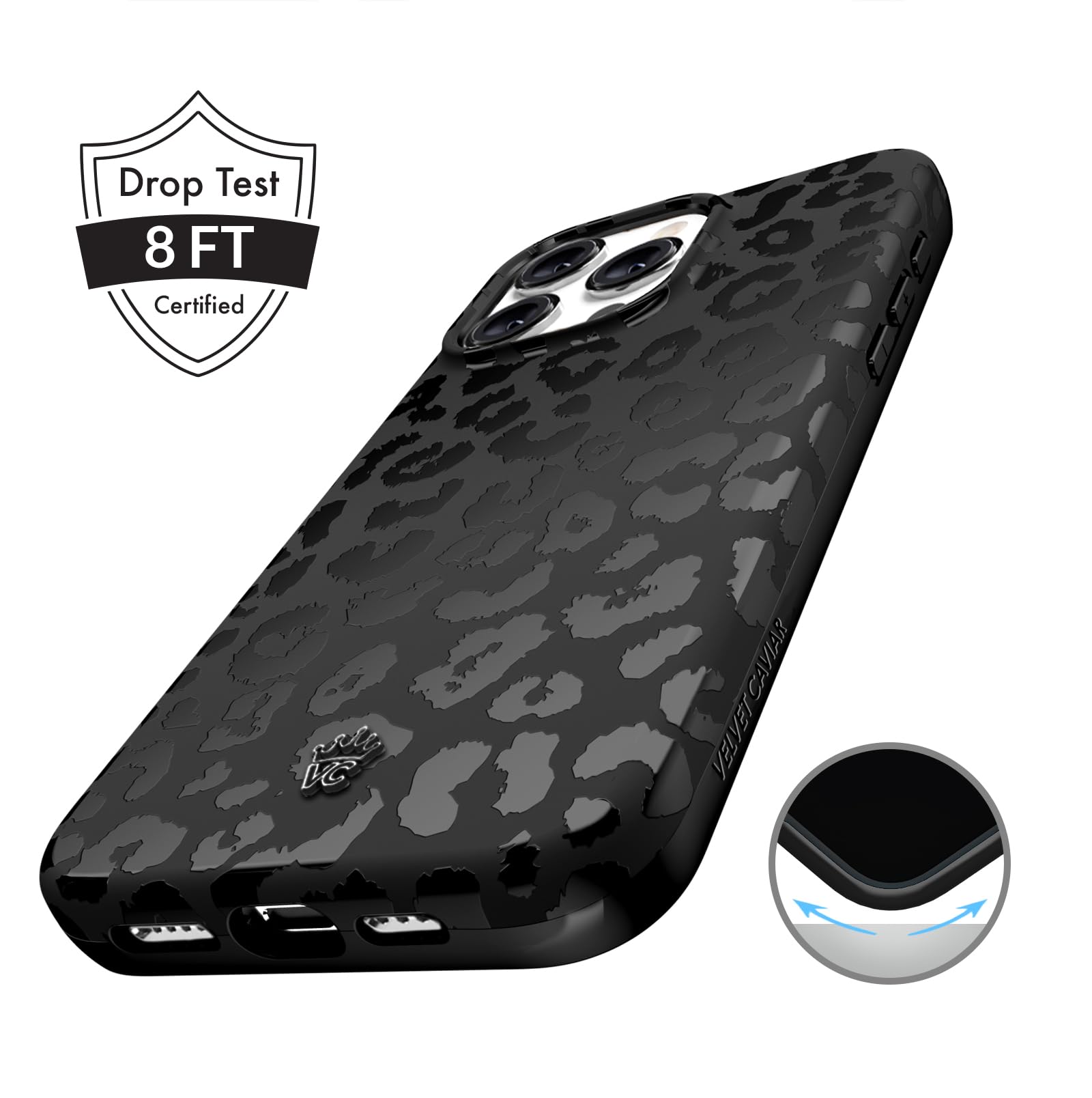 Velvet Caviar Black Leopard Cheetah Print Phone Case For Iphone 15 Pro For Women [8Ft Shockproof] Compatible With Magsafe   Cute