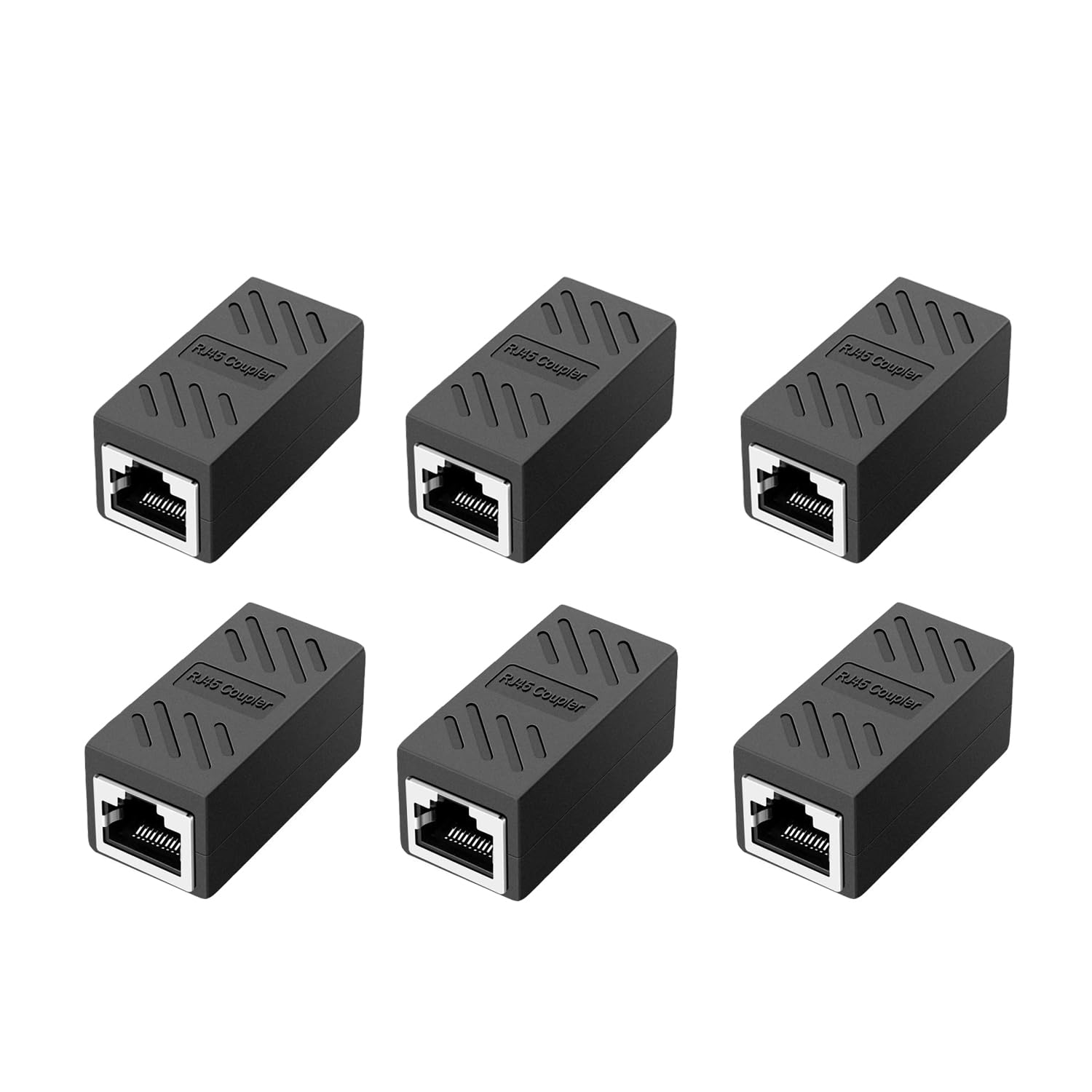 Aopockan Tech Rj45 Coupler,Ethernet Coupler,Cat6 Coupler 6 Pack In Line Coupler For Cat8/Cat7/Cat6/Cat5E/Cat5 Ethernet Cable Extender Adapter For Pc/Router/Modem,Female To Female, Black