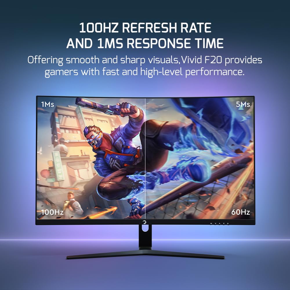 Gamepower F20 27 Inch Curved Gaming Monitor, 100Hz 1080P Display, 1Ms Response Time, Amd Freesync, Hdr Support, 125% Srgb, Rgb B