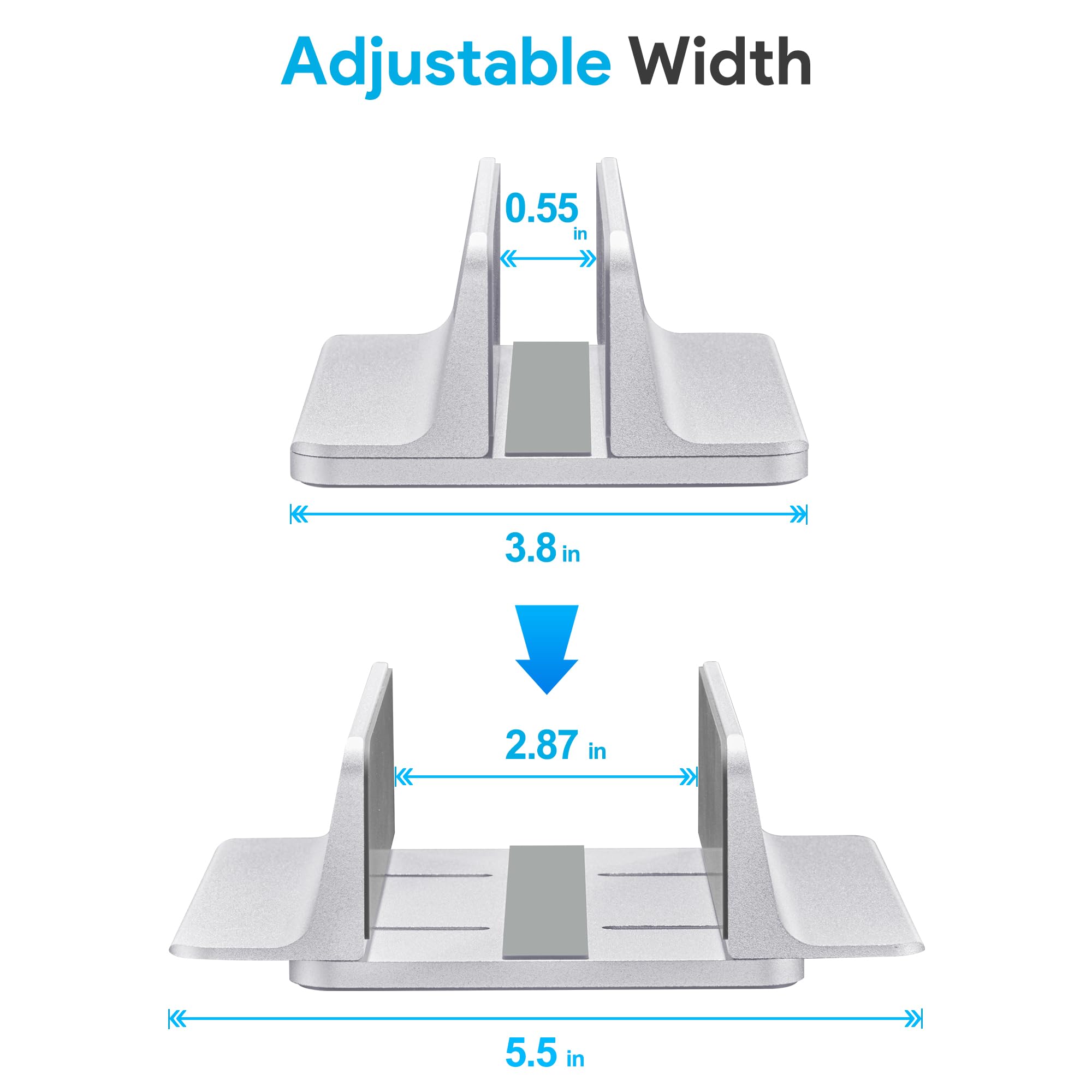 Jarlink Vertical Laptop Stand, Aluminum Laptop Holder Desktop Stand With Adjustable Dock Size (Up To 17.3 Inches) Compatible Wit
