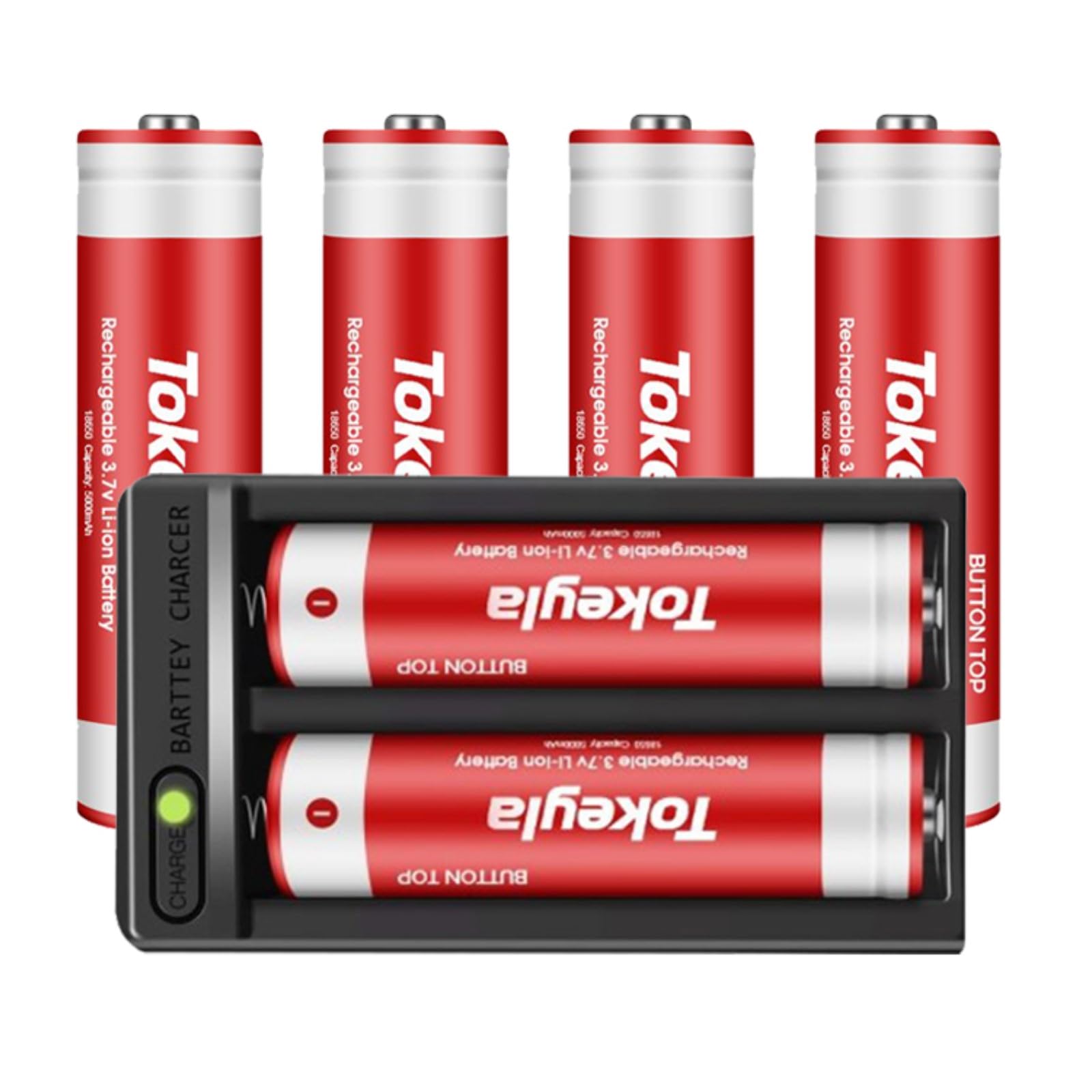 6Pcs 18650 Rechargeable Battery 4000Mah With 18650 Battery Charger,2 Bay Universal Charger Tool For 18650 Rechargeable 3.7V Li I