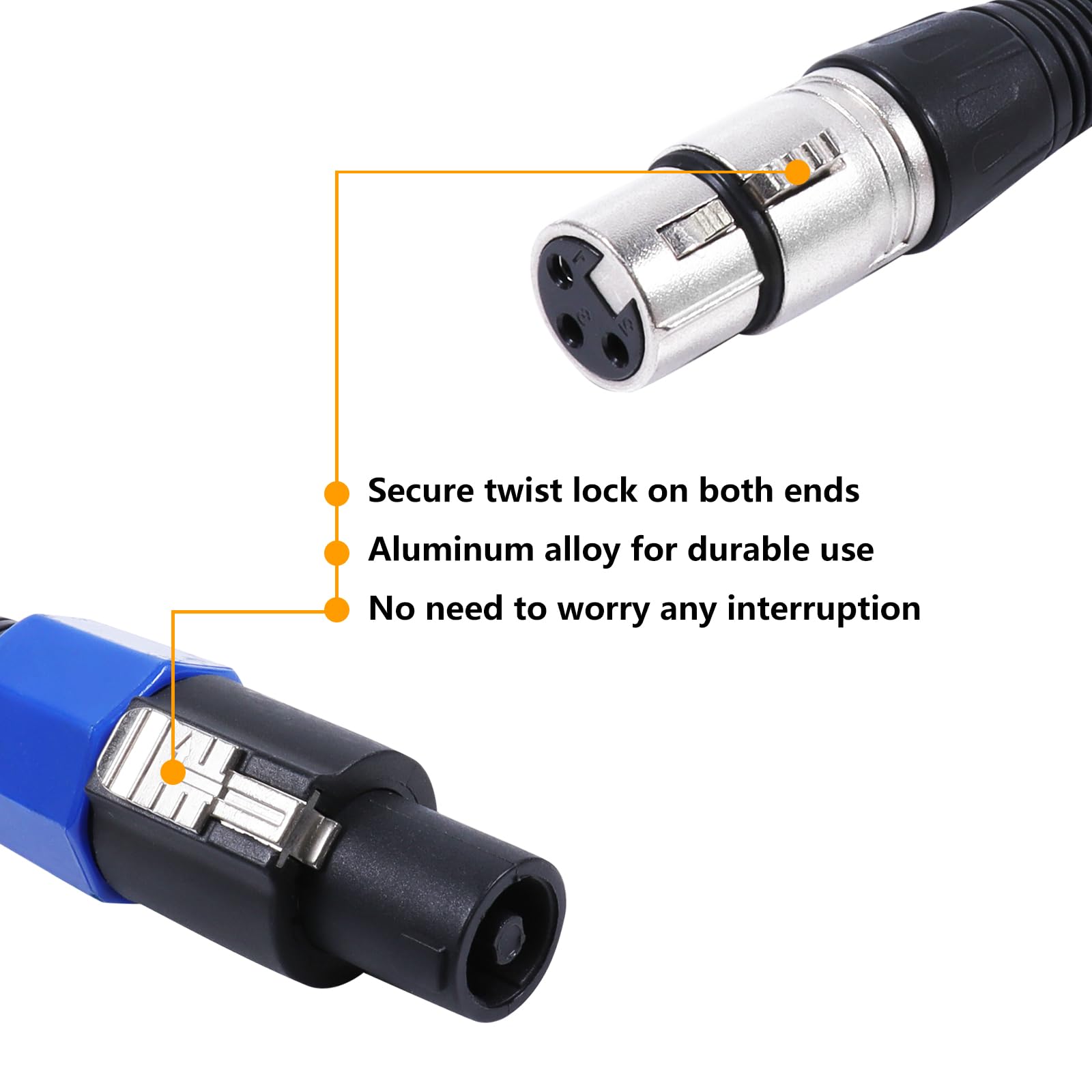 Hbu 15 Feet Pack Of 2 Speakon To Xlr Cable   2Pcs Speak On Male To 3 Pole Xlr Female Extension Wire   15Ft. Dj Pa Stage Audio Ja