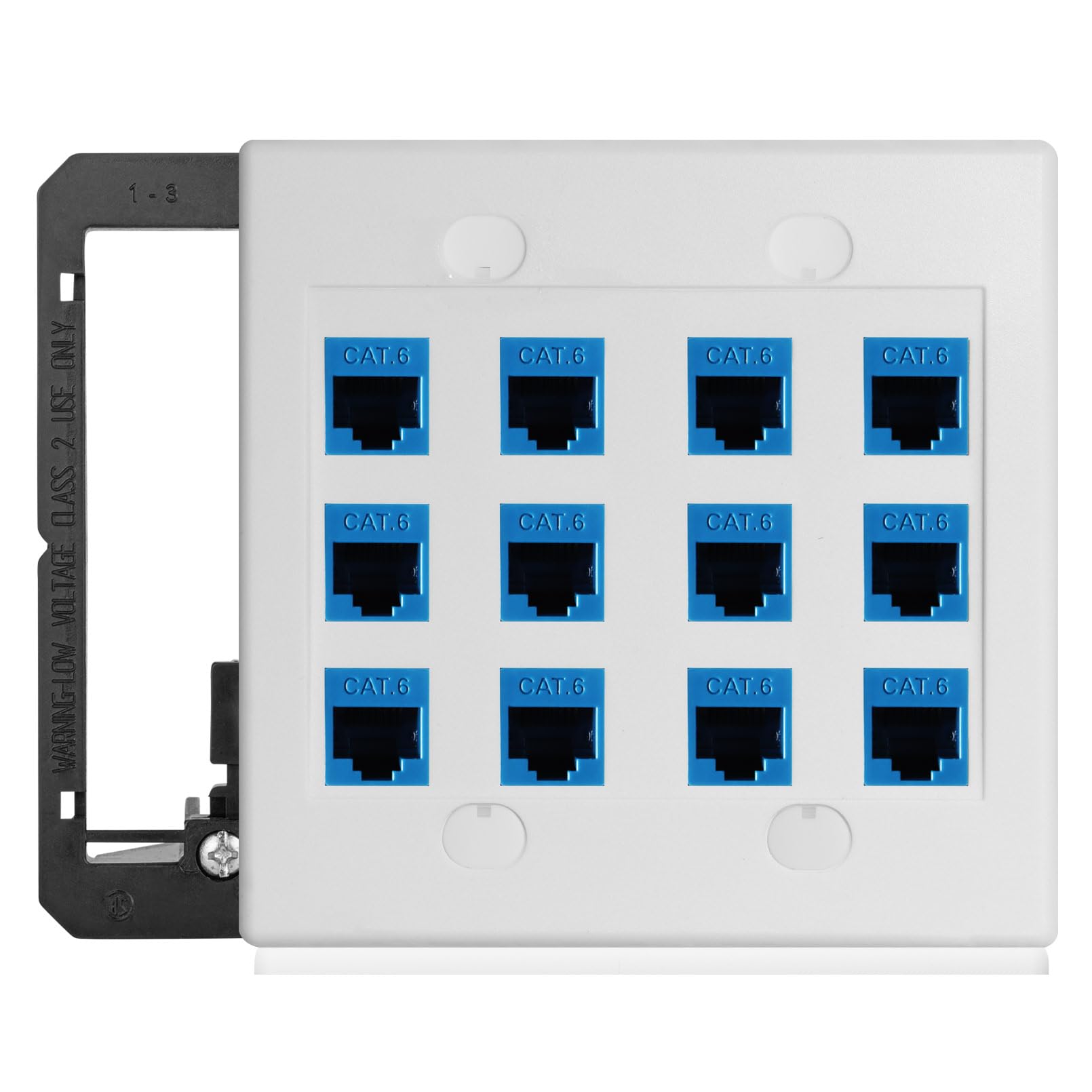 12 Port Ethernet Wall Plate Cat6 Jack Rj45 Keystone Cables Inline Coupler Wires Connector Date Box Cover With 2 Gang Low Voltage