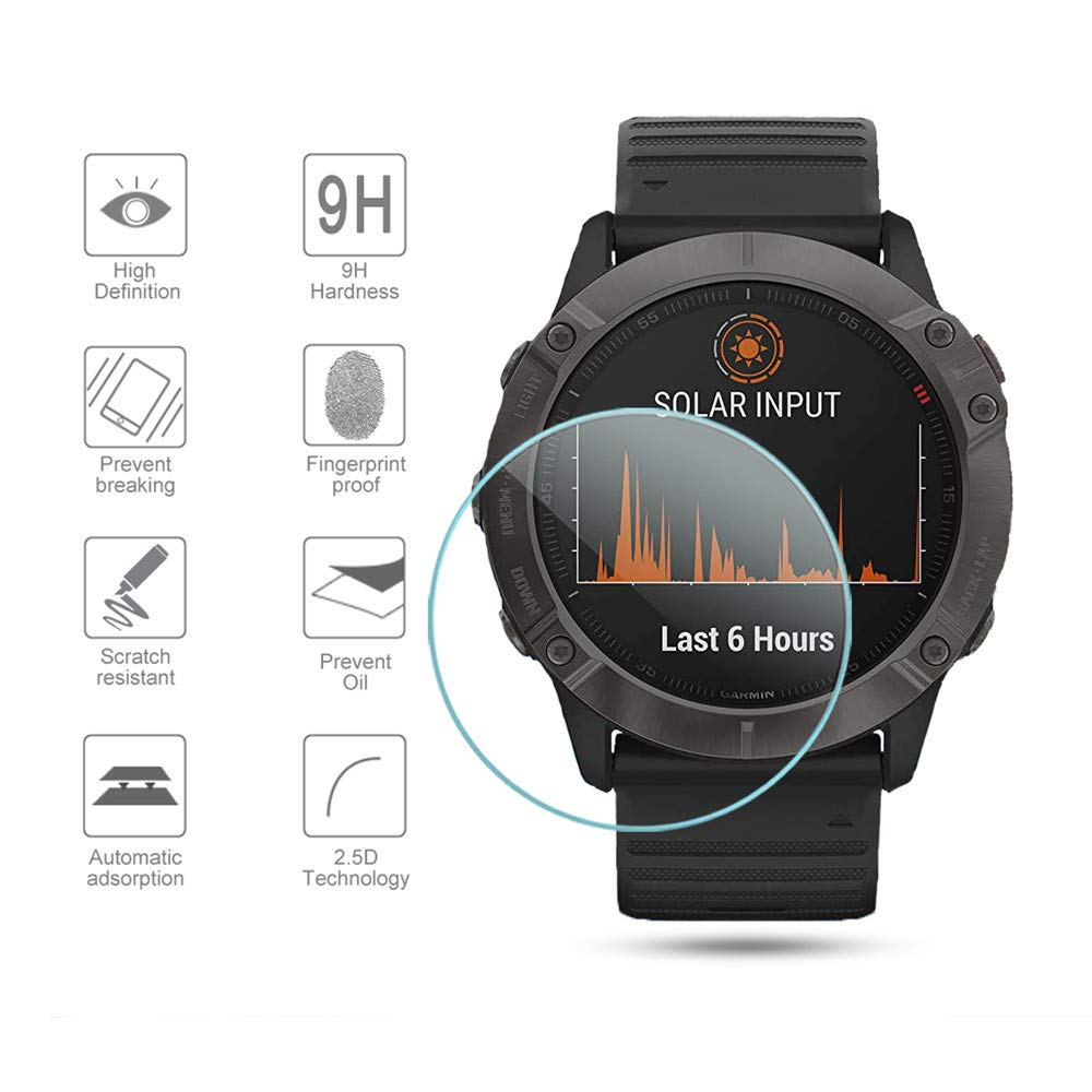 Suoman 4 Pack For Garmin Fenix 6X Pro / 6X Pro Solar / 6X Sapphire Screen Protector, 2.5D 9H Hardness Tempered Glass For Garmin
