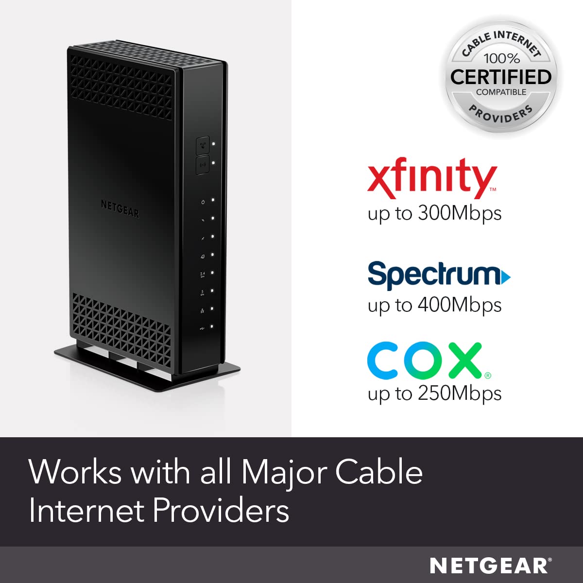 Netgear Cable Modem With Built-In Wifi Router (C6230) - Compatible With All Major Cable Providers Incl. Xfinity, Spectrum, Cox -