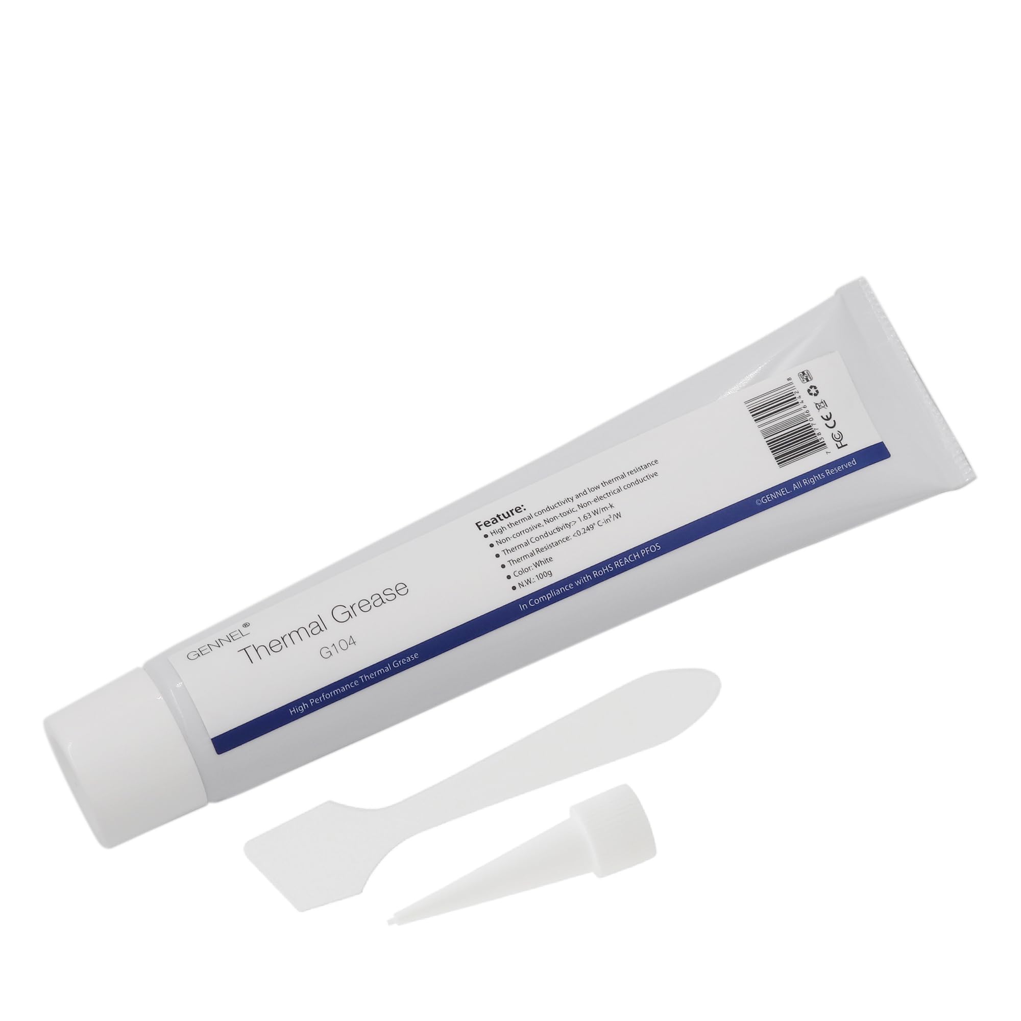 GENNEL G104 100Grams Tube White Thermal Grease Paste, Thermal Compound Heatsink Paste for PC CPU Coolers GPU LED PS4 Chipset Coo