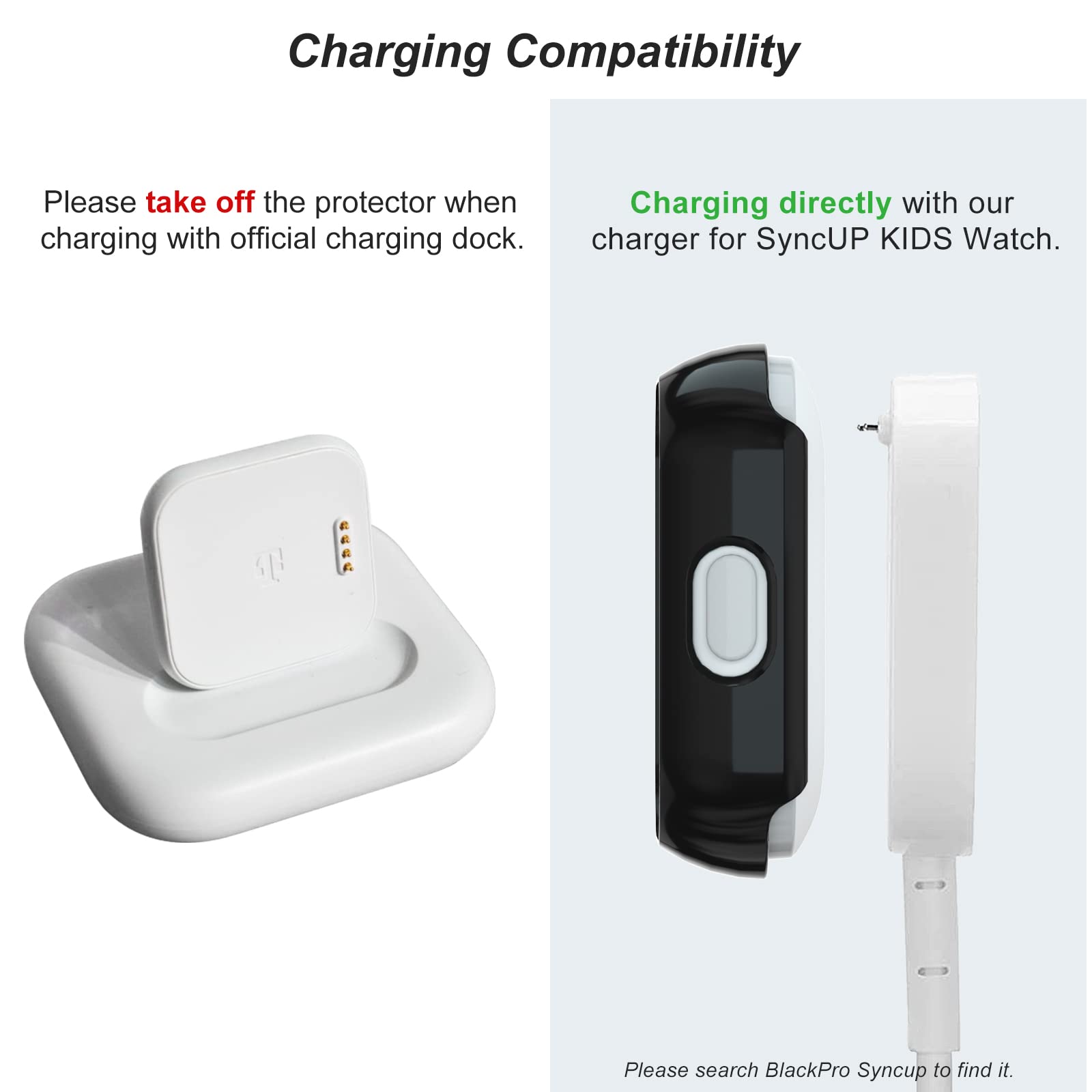 Blackpro 2 Pack Compatible With Syncup Kids Watch Screen Protector, Hard Pc & Tempered Glass Sync Up Kids Watch Protector Cover