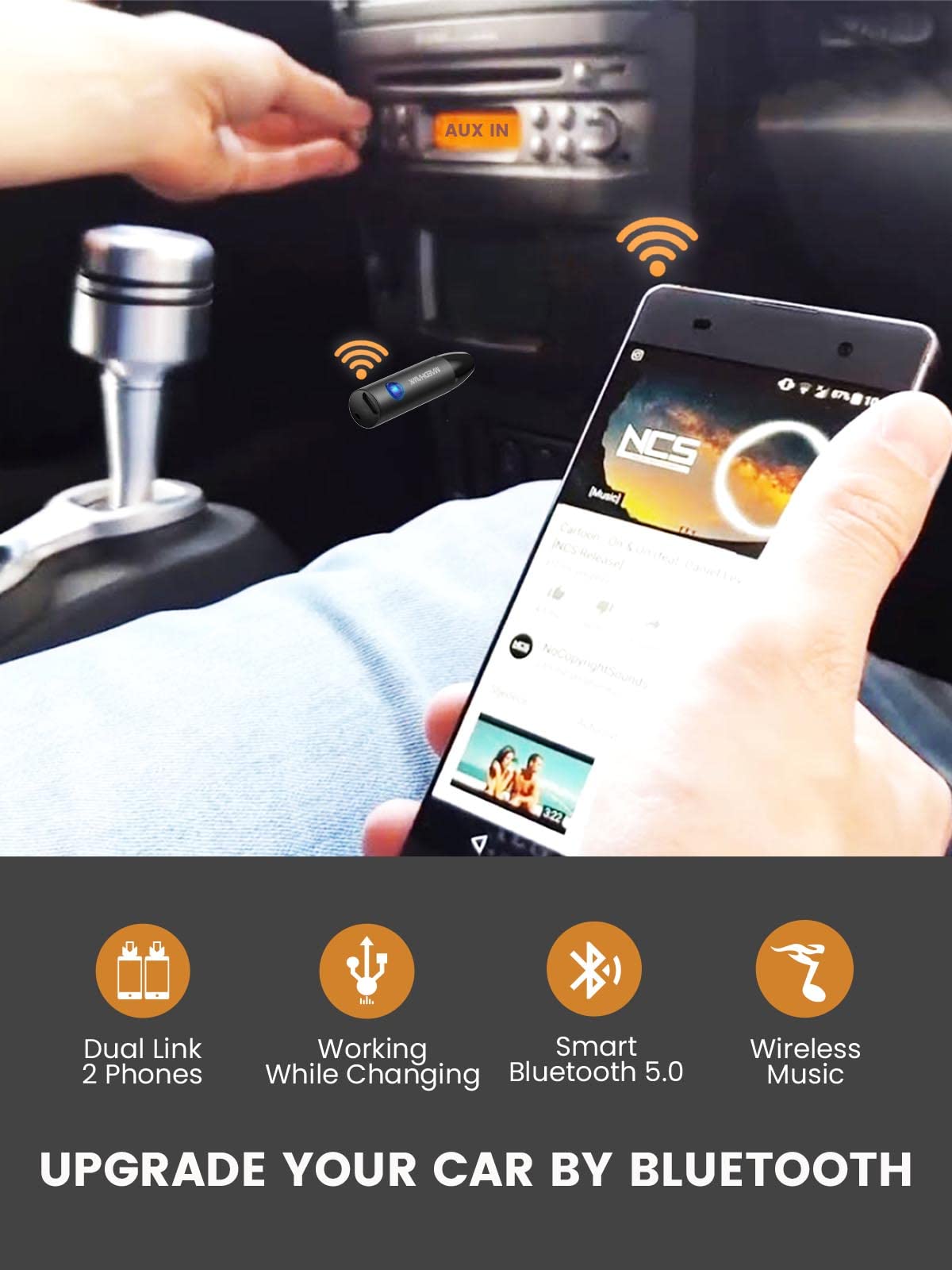 Maedhawk 3.5Mm Bluetooth Aux Adapter For Car, [Noise Cancelling] Bluetooth 5.0 Receiver With Built In Mic For Hands Free Calls, Home Audio Stereo Headphone Speaker Music Streaming