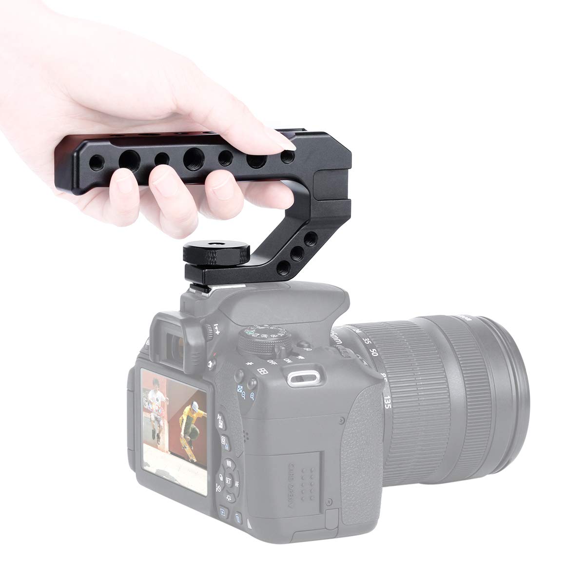 R005 Camera Top Handle Camera Top Cheese Handle Grip Universal Video Stabilizing Rig W 3 Cold Shoe Adapters To Mount Microphone,