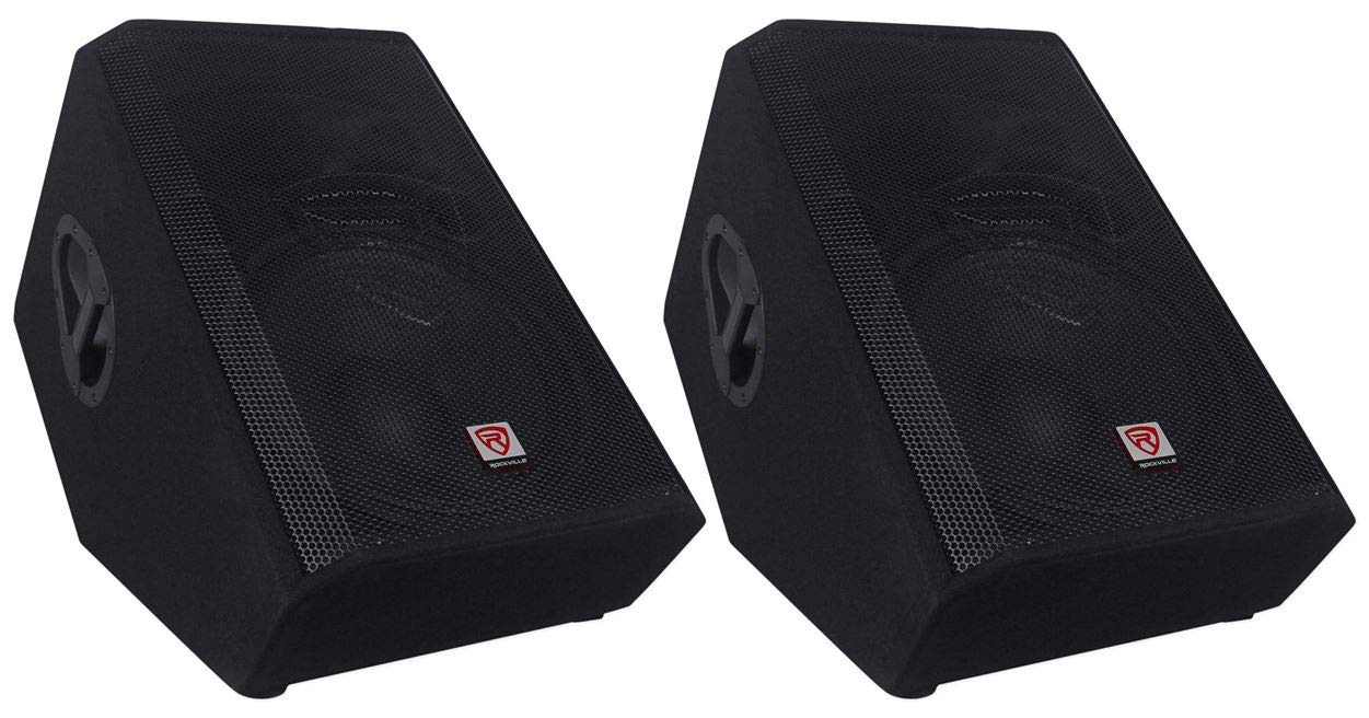 (2) Rockville Rsm15A 15'' 2 Way Powered Active Floor Monitor Speakers 2800 Watts