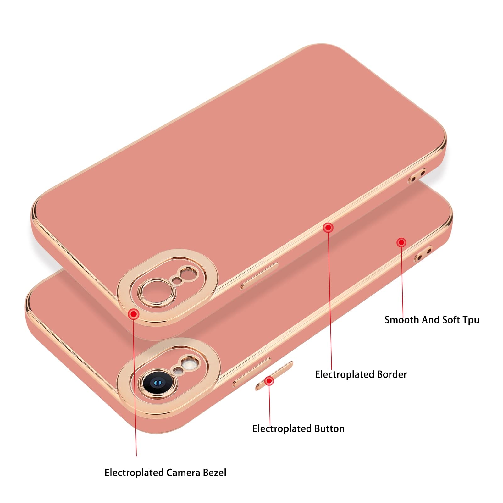 Lafunda Compatible With Iphone Xr Case,Cute Luxury Plating Cases For Women Girls Elegant Golden Edge Pretty Shockproof Tpu Bumpe