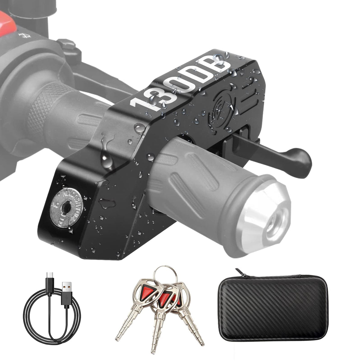 Opsoopi Motorcycle Lock, Heavy Duty Motorcycle Grips Lock 130Db Alarm Anti Theft Throttle Lock For Motorcycles Scooter Moped Ebi