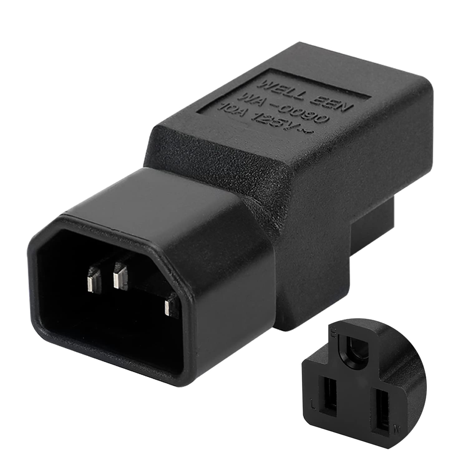 Greendracaena Dracaena 2 Pack Iec320 C14 Male To Nema 5 15R Pdu Usa Ups Extension Power Plug Adapter,Iec C14 Male Plug To Nema 5