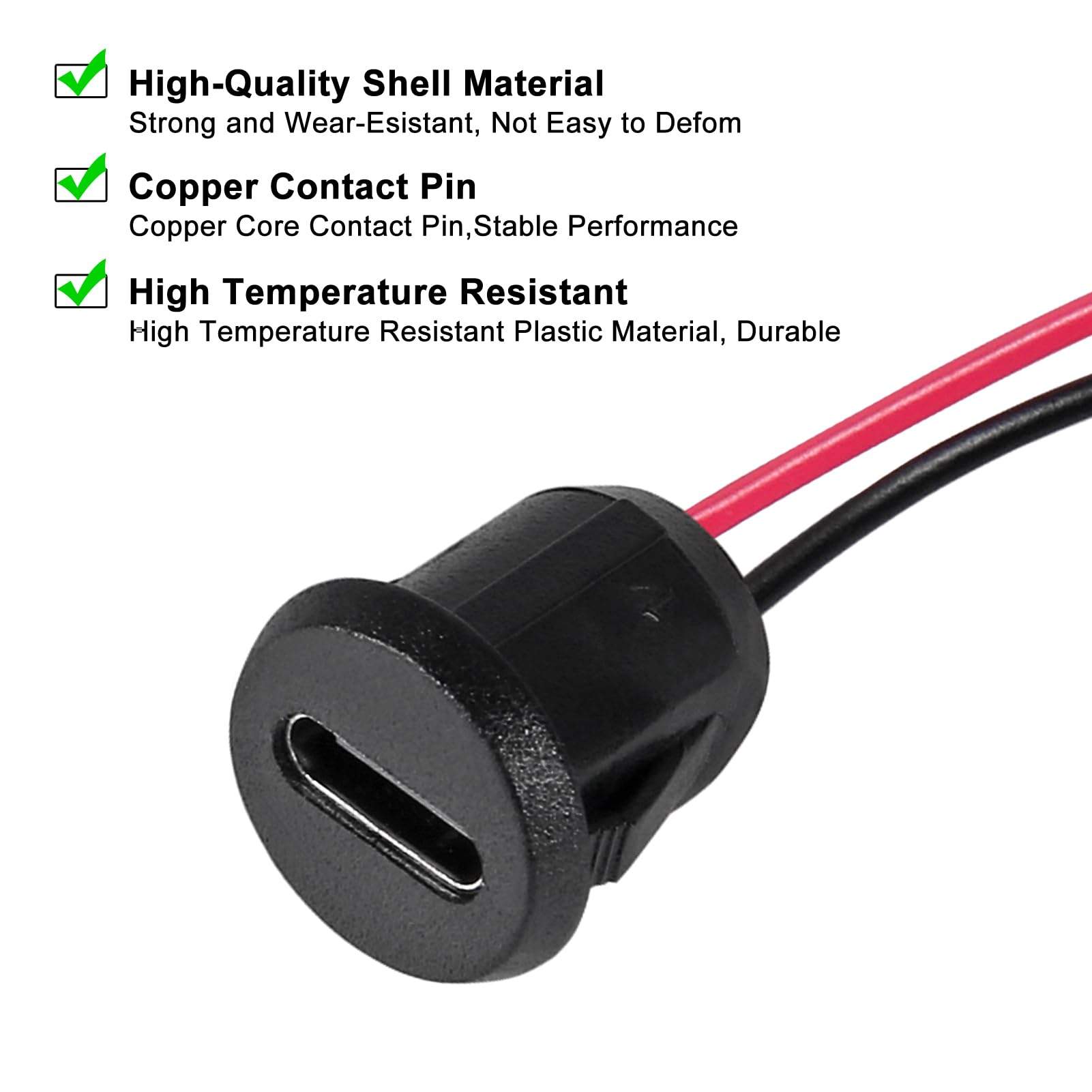 Xiitia 8Pcs Type C Female Chassis 2 Pin Type C Female Socket Connector Waterproof Jack Female Charging Port 3A Usb C Charger Plu