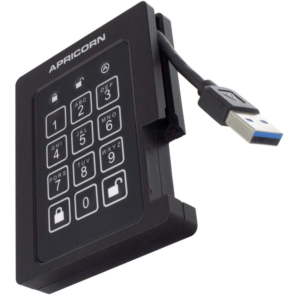 Apricorn Aegis Padlock 480 Gb Ssd 256 Bit, Fips 140 2 Level 2 Validated Ruggedized Usb 3.0 Encrypted External Portable Drive