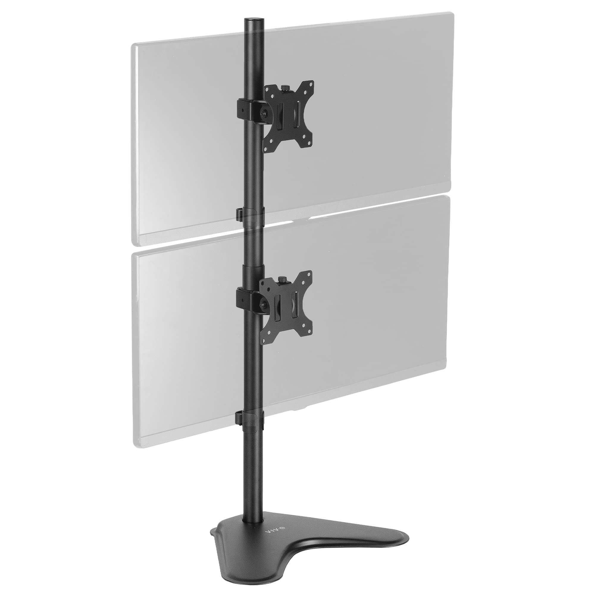 VIVO Dual Monitor Desk Stand Free Standing LCD Mount, Holds in Stacked Vertical Position 2 Ultrawide Screens up to 34 inches, Black, STAND V002L