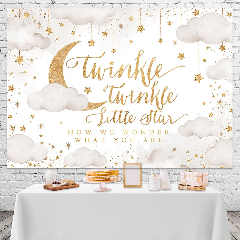 Mocsicka Twinkle Twinkle Little Star Backdrop Beige Gender Reveal Boy Or Girl Party Background Decorations Cloud Moon Baby Showe