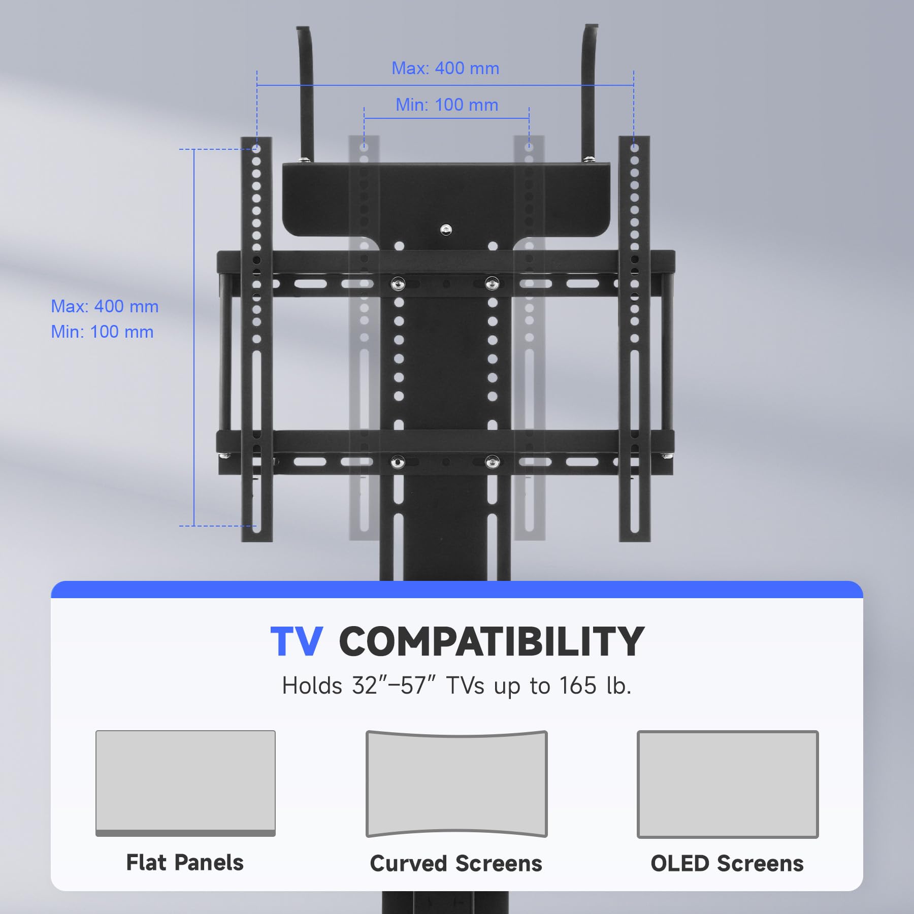Co Z Motorized Tv Lift For 32'' To 57'' Tvs Up To 165 Lb, 400X400 Vesa, Height Adjustable Tv Lift Mechanism Stand & Wall Mount W