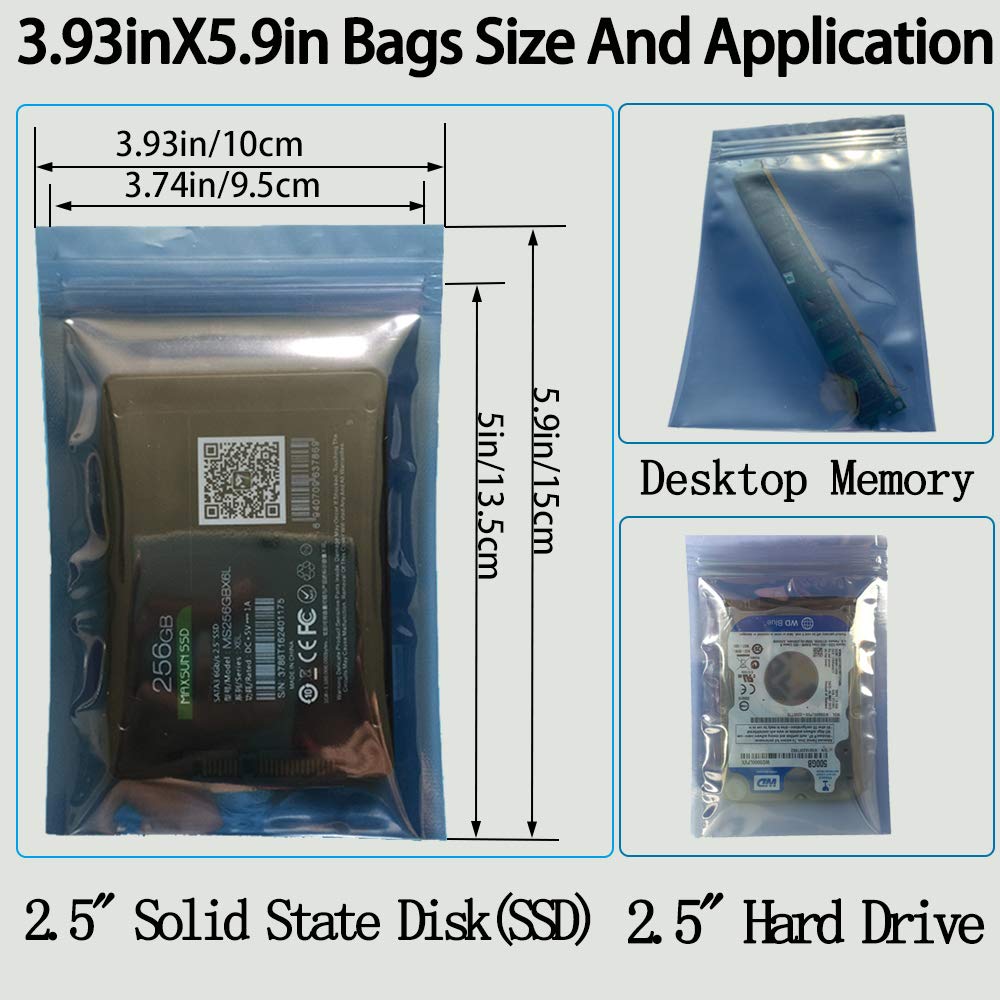 Daarcin Antistatic Bags, 30Pcs 3 Sizes Mixed Esd Bags With Labels For Hard Drive Hdd Esd Shielding Bags For Varieties Of Electro