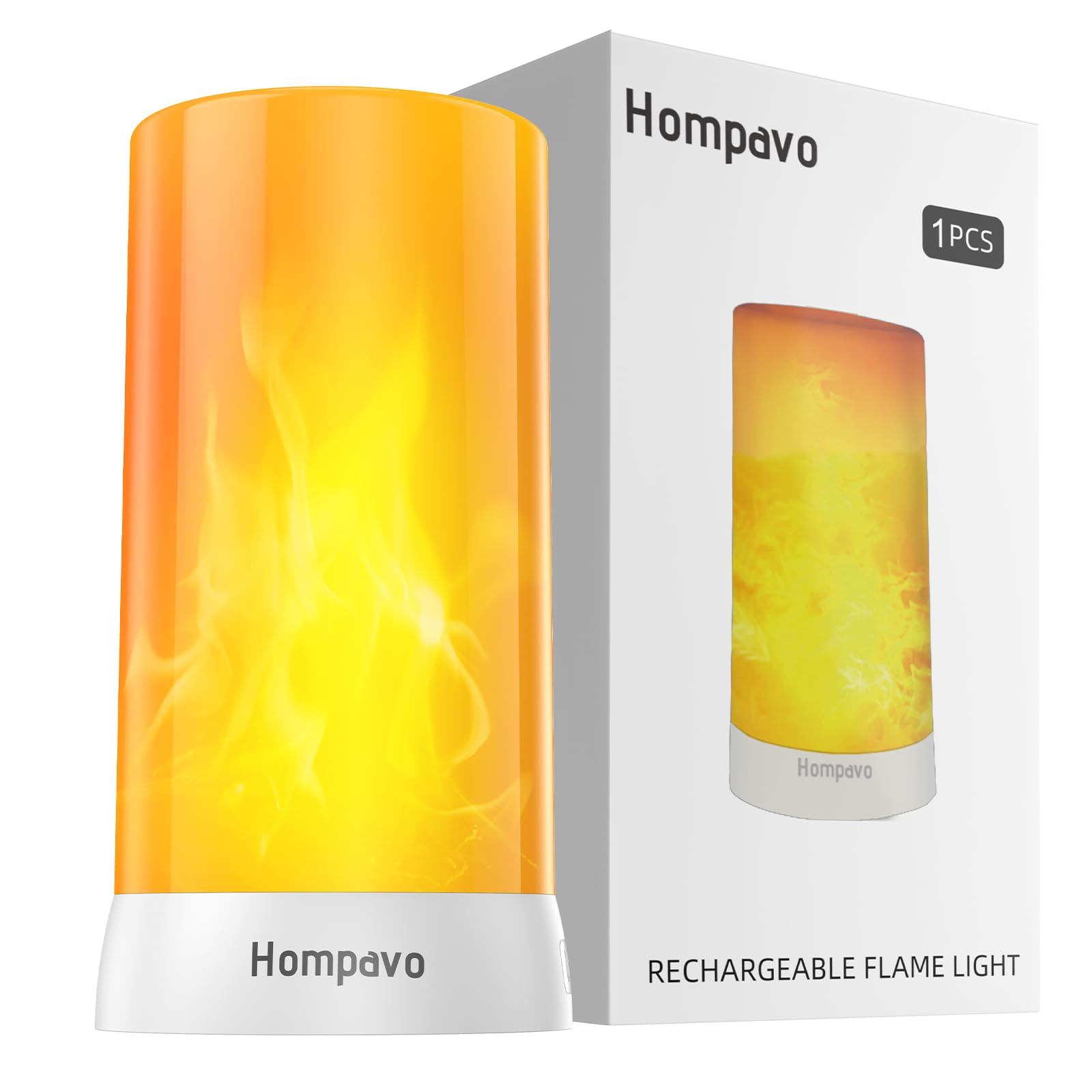 Hompavo ?Upgraded? Led Flame Lights, 4 Mode Rechargeable Battery Operated Flameless Candles, Waterproof Pillar Flickering Lanter