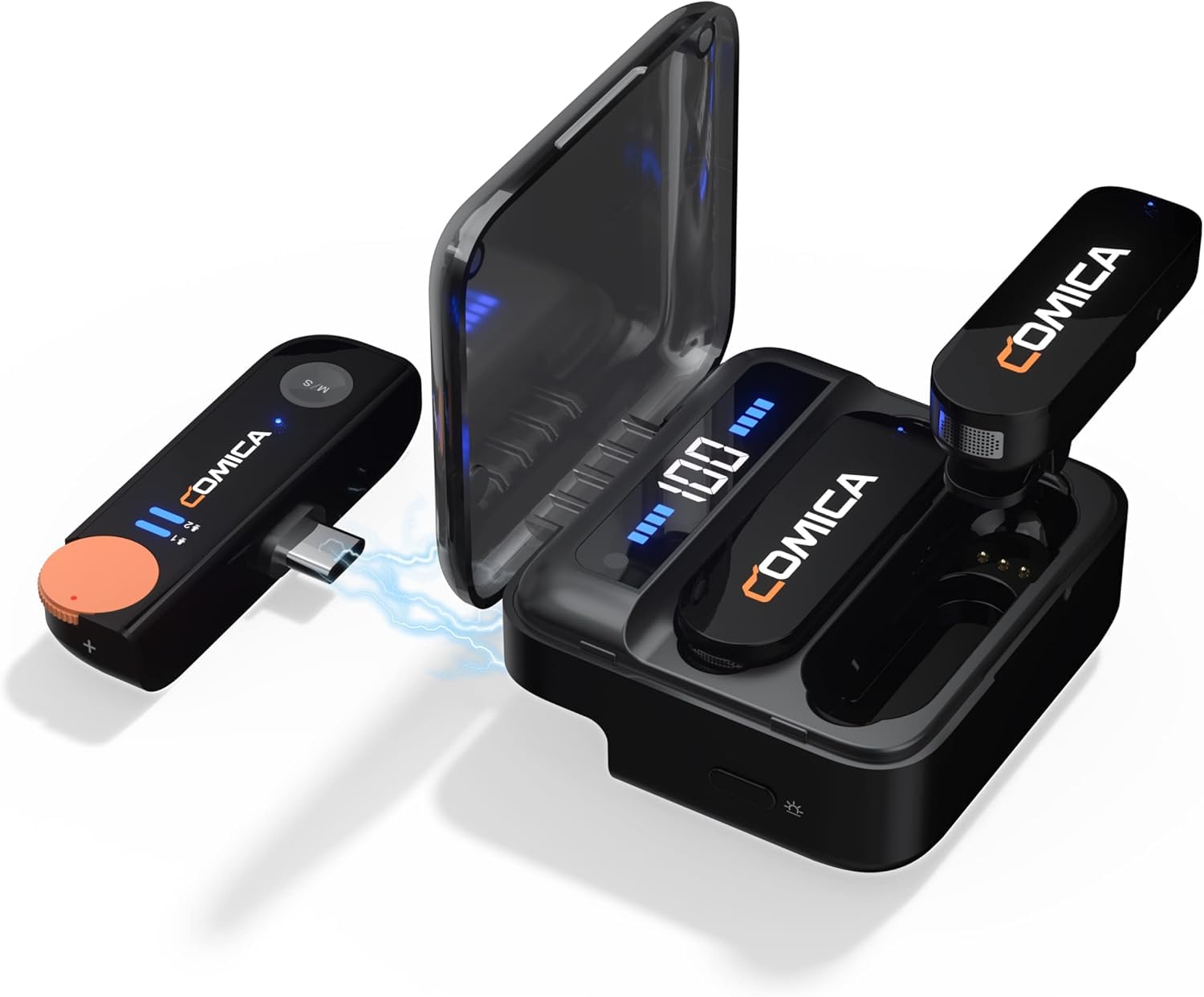 COMICA Vimo S UC Wireless Lavalier Microphone for Android, Noise Cancelling, 656 Range, Real-time Monitor, Mini USB C Wireless 