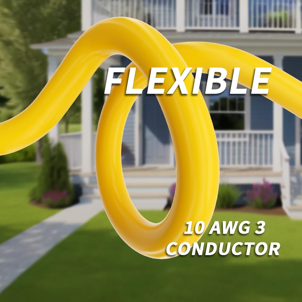 25Ft 10/3 Gauge Outdoor Extension Cord Waterproof With Lighted Indicator,10 Gauge Sjtw Heavy Duty 15Amp 1875W,3 Prong Cords Flex