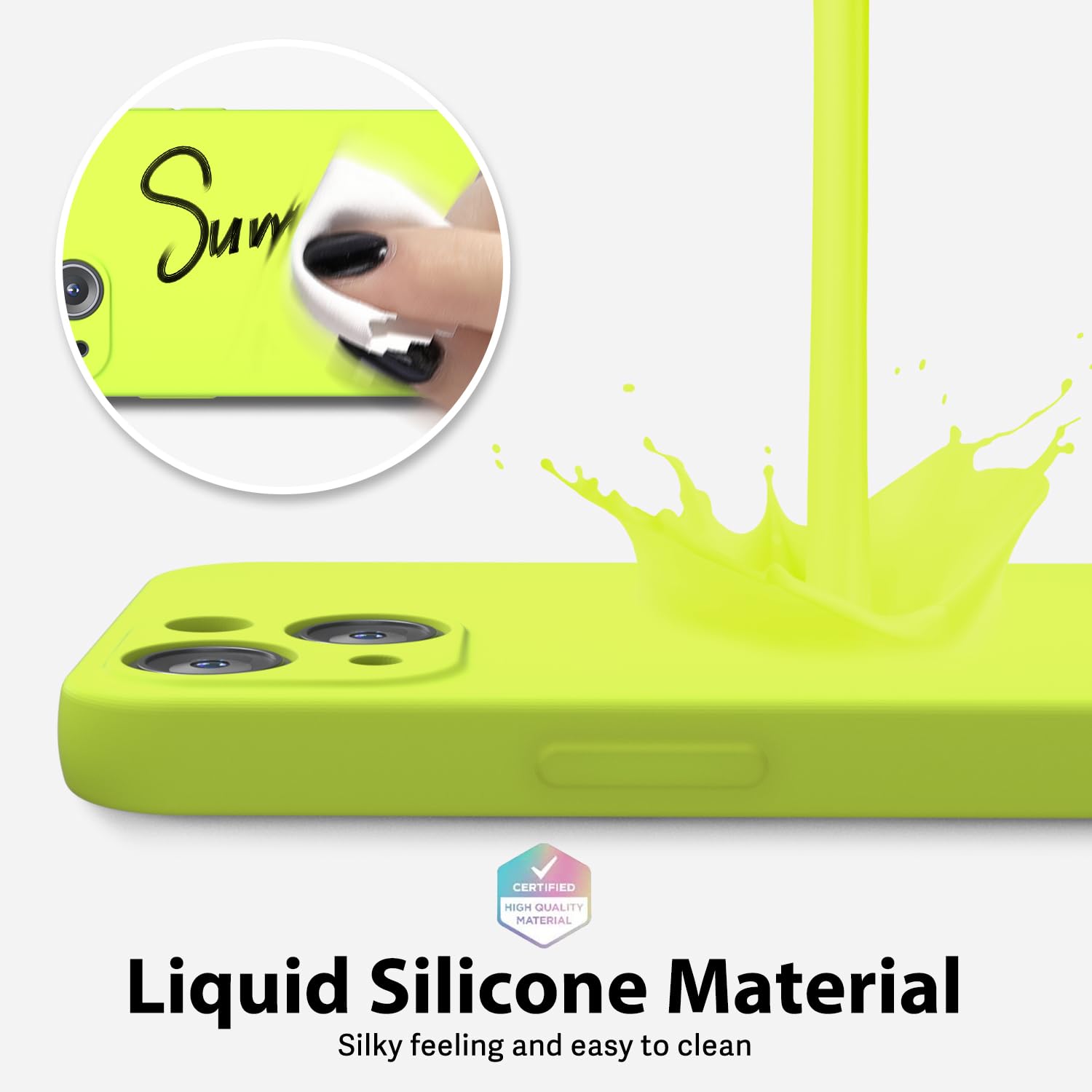 Oakxco For Iphone 13 Mini Phone Case Liquid Silicone, Fluorescent Bright Solid Color, Cute Thin Slim Soft Rubber Tpu Plain Smoot