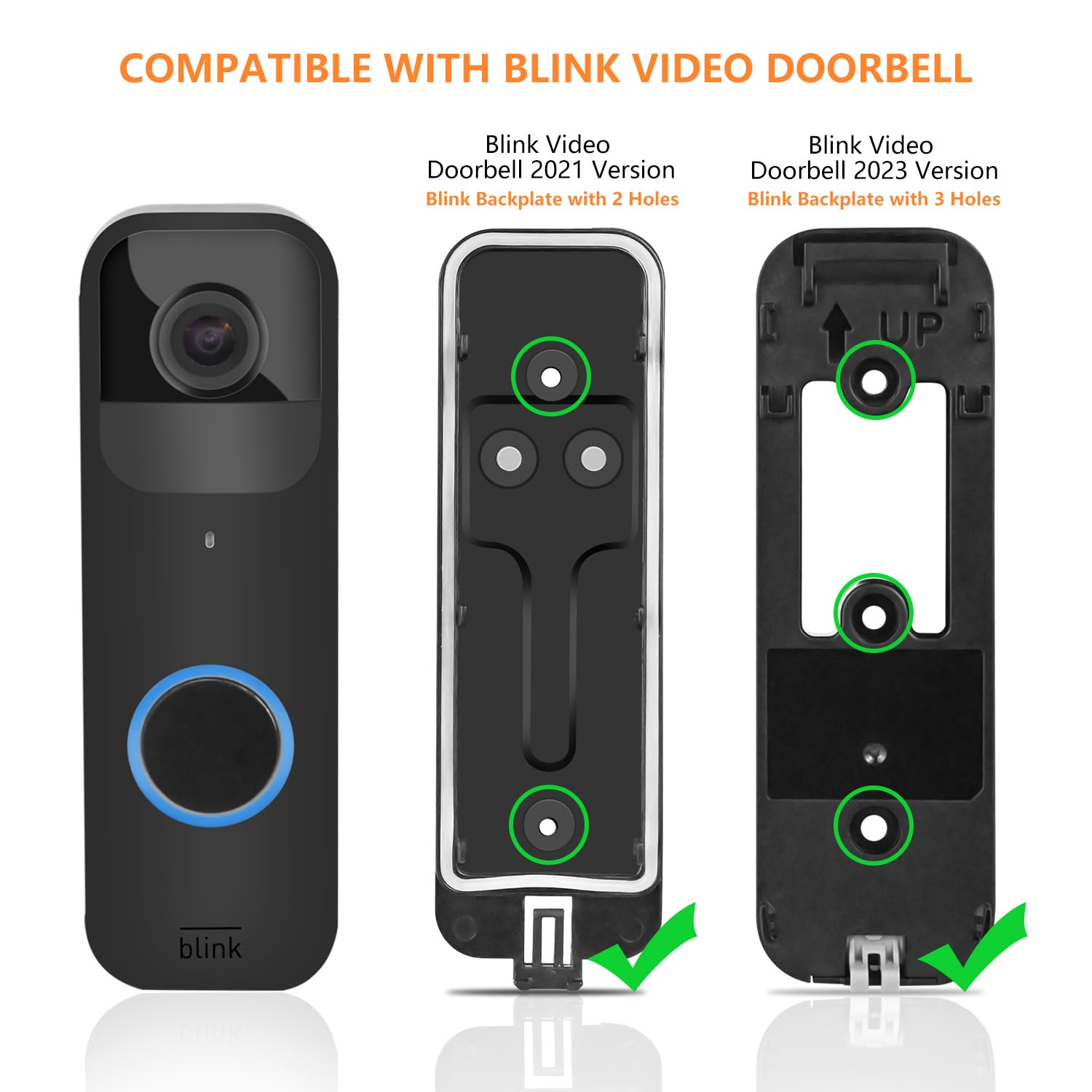 2In1 Power Cable With Adapter And Adhesive Doorbell Mount Compatible With Blink Video Doorbell, Doorbell Transformer With 16.4Ft