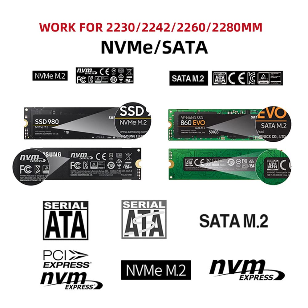 Nfhk Combo Type C & Usb3.0 To Nvme M Key M.2 Ngff Sata Ssd Pcba Case 2280/2242/2230Mm Adapter Rtl9210B Chipset