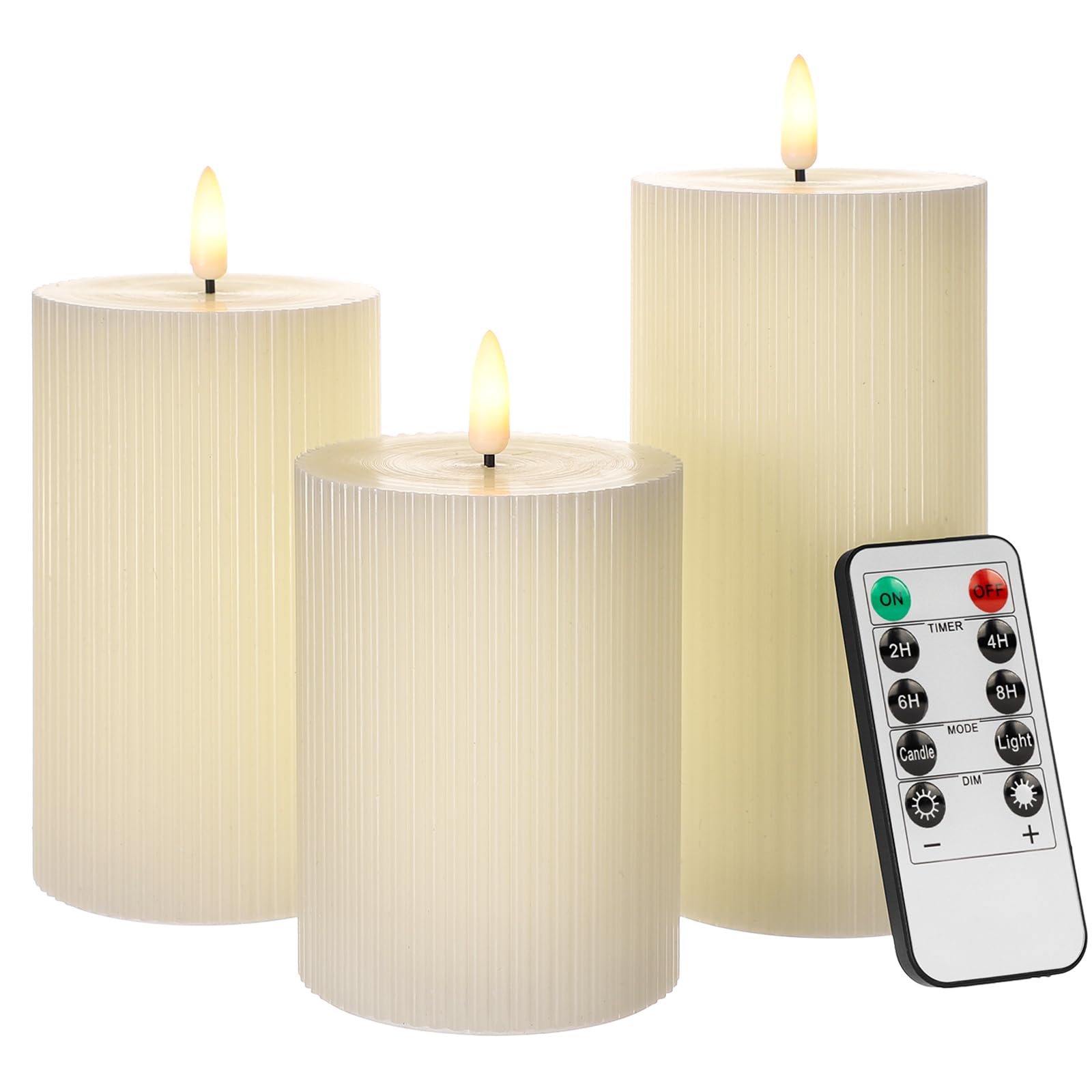 Angelloong Battery Operated Candles With Remote, Real Wax Flameless Candles With Flickering Flame, Pillar Led Electric Timer Can