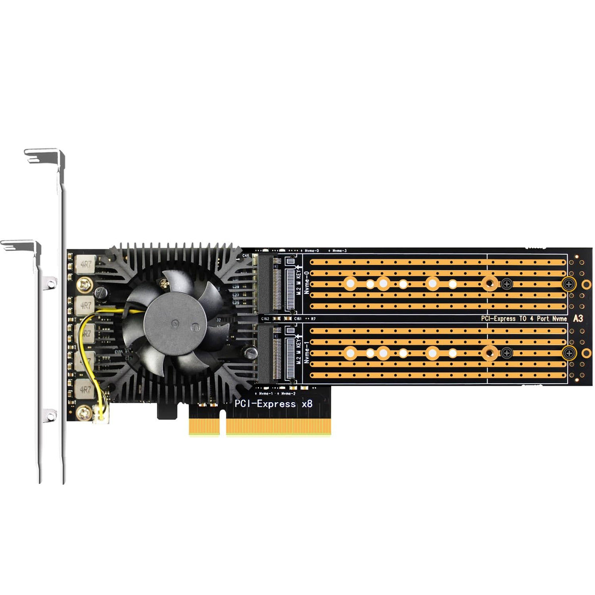 Glotrends Pa40 Quad M.2 Nvme To Pcie 3.0 X8 Adapter With Pcie Bifurcation Function, Support 22110/2280/2260/2242/2230 Size