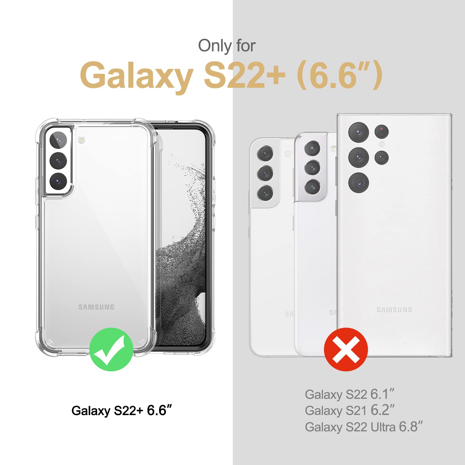 Suritch Compatible With Galaxy S22 Plus Clear Case 5G,[Built In Screen Protector] Full Body Protection Hard Shell+Soft Tpu Bumpe