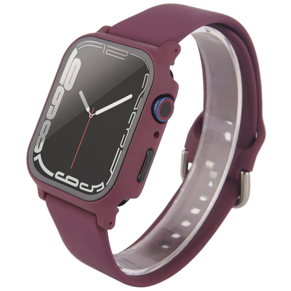 3 In 1 For Apple Watch Band With Case 40Mm,Silicone Silky Wrist Strap With Pc Hard Cover Built In 9H Tempered Glass Screen Prote