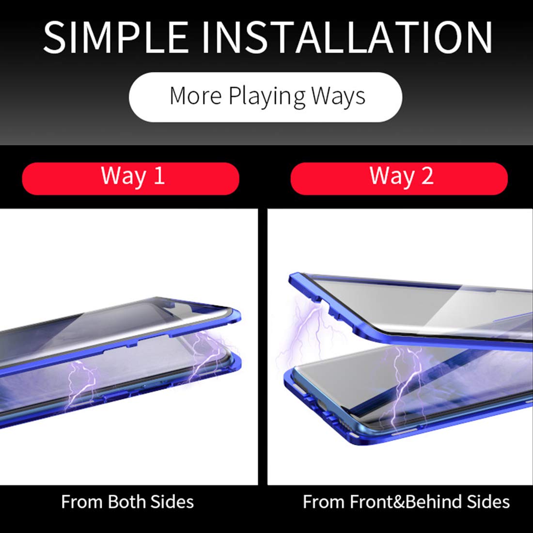 Omio For Oneplus 7 Pro Magnetic Case Metal Frame Tempered Glass Screen Protector Full Cover For Oneplus 7 Pro Case 360 Protectio