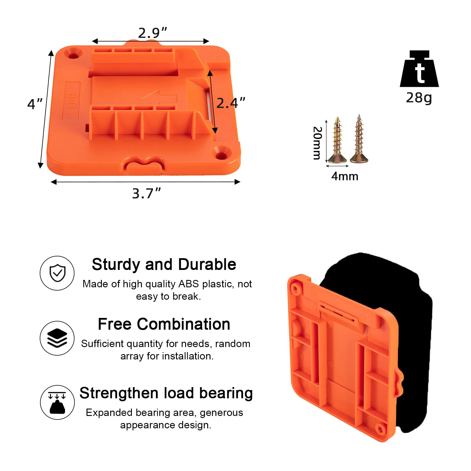 Crivnhar 5 Pack Battery Holder Compatible For Black+Decker 20V Battery Mounts Dock Holder Fit For Lbxr20 Lb20(W/10 Screws, No Ba
