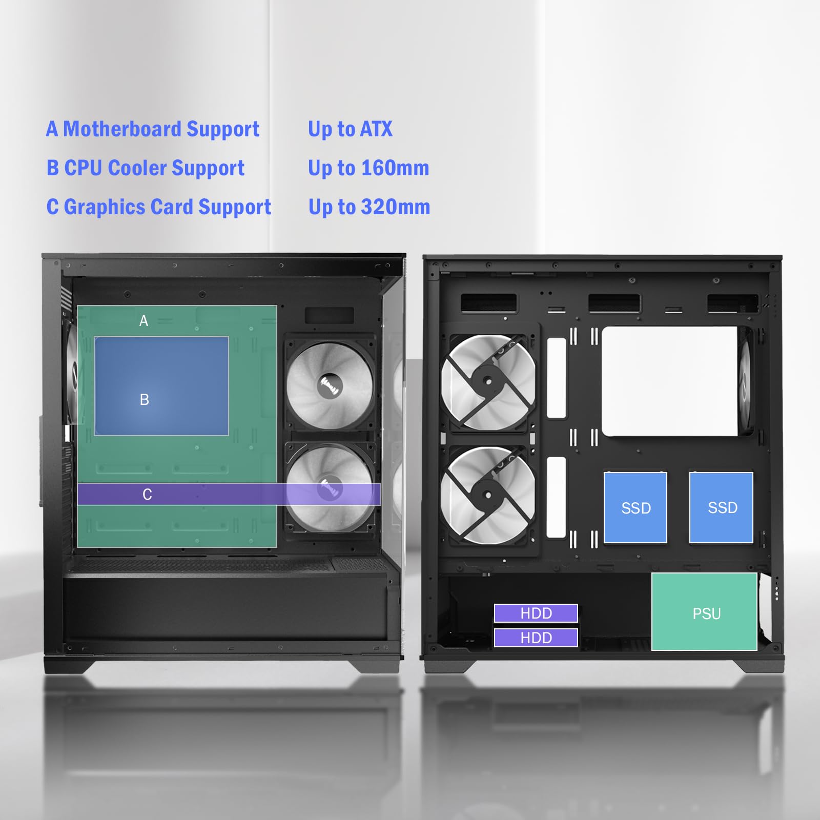 Raidmax Infinita Series Tempered Glass Aqua View Case   Corner Structure Free Panoramic Design, Argb Fans Included, And Support