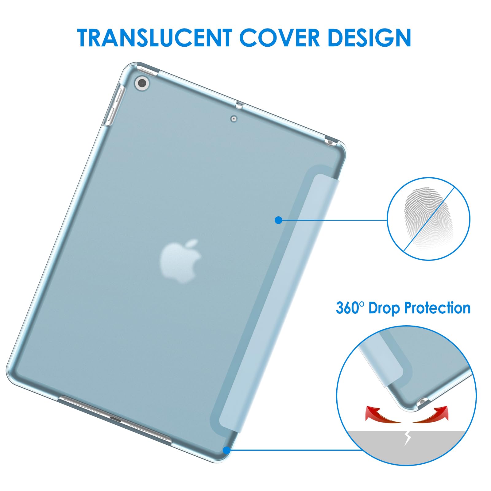 Jetech Case For Ipad 10.2-Inch (2021/2020/2019 Model, 9/8/7 Generation), Auto Wake/Sleep Cover (Light Blue)