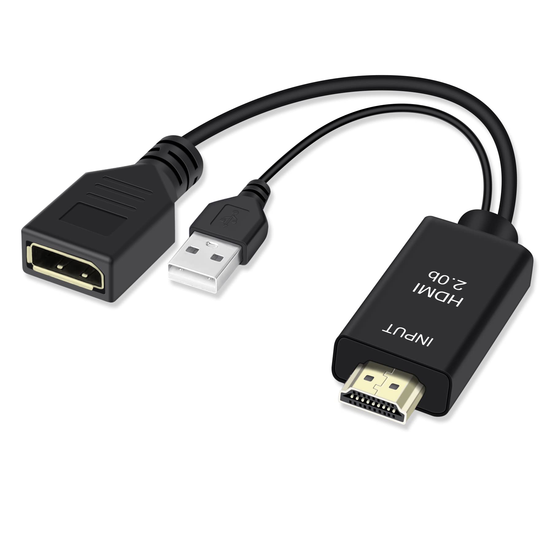 Ferrisa 4K@60Hz Hdmi To Displayport Cable Adapter/Converter With Usb Power, Male To Female Hdmi To Dp Adaptor For Monitor, Support Hdmi2.0 Hdcp2.2, Compatible With , Ps5, Ns, Mac Mini(Not Usb Port)
