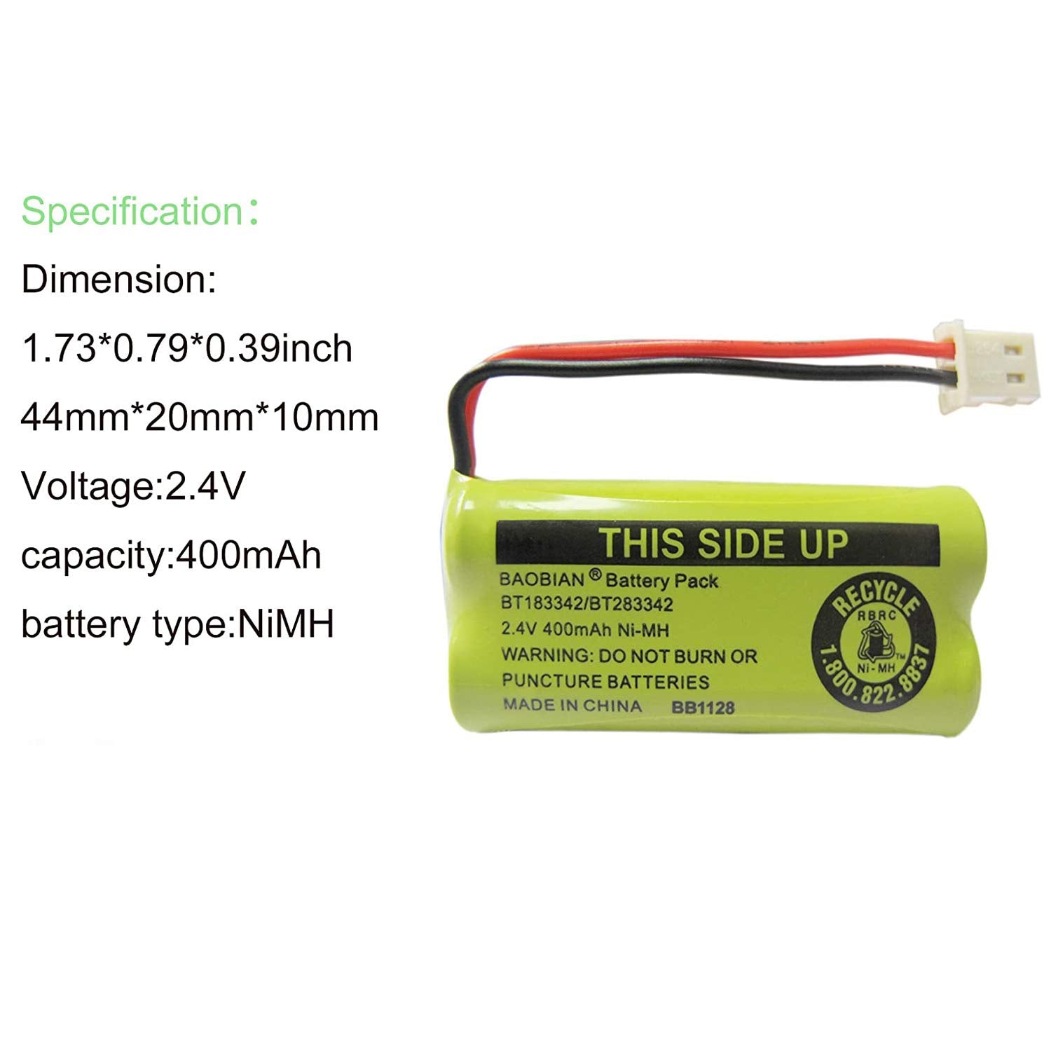 Baobian 2.4V 400Mah Cordless Home Phone Battery Compatible With At&T Bt162342 Bt 162342 Bt166342 Bt 166342 Bt266342 Bt 266342 Bt