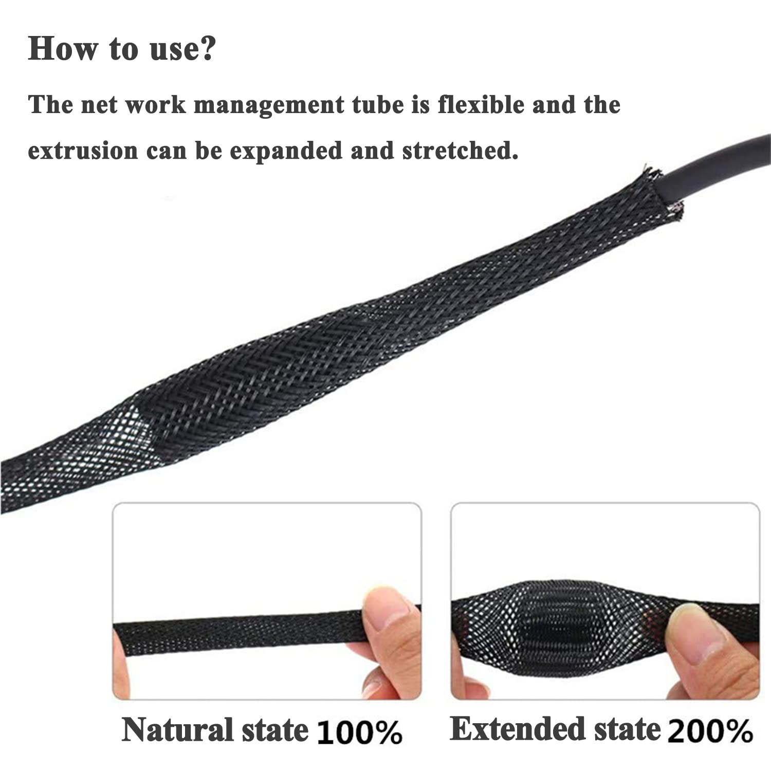 Braided Pet Expandable Wire Loom 25Ft   1/8 Inch, Braided Wire Sleeving Mesh Cable Management With 2 Heat Shrinkable Tubes, Brai